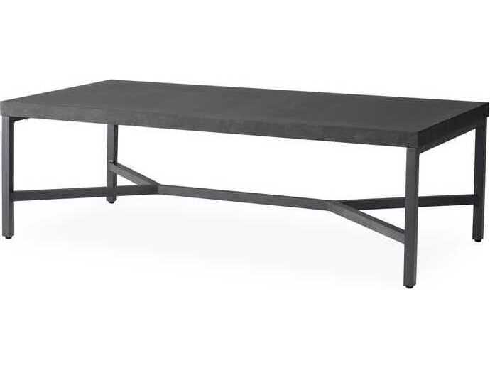 Lloyd Flanders Universal Accessories Aluminum Rectangular Cocktail Table with Matte Anthracite frame and Black Ceramic top