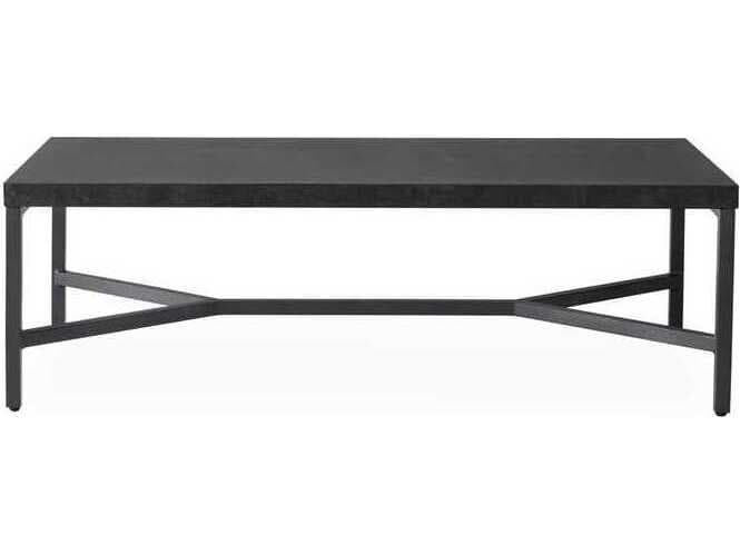 Lloyd Flanders Universal Accessories Aluminum Rectangular Cocktail Table with Matte Anthracite frame and Black Ceramic top