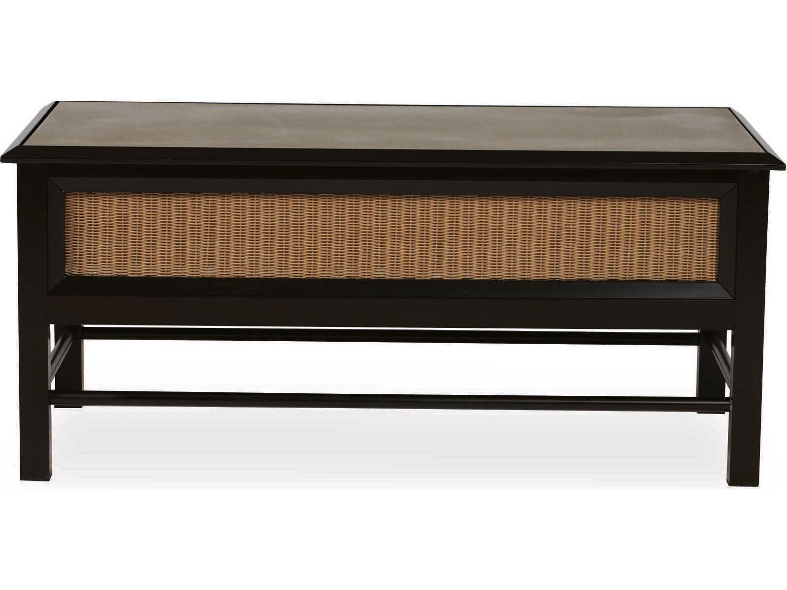 Lloyd Flanders All Seasons Aluminum Wicker Rectangular Glass Top Outdoor Coffee Table