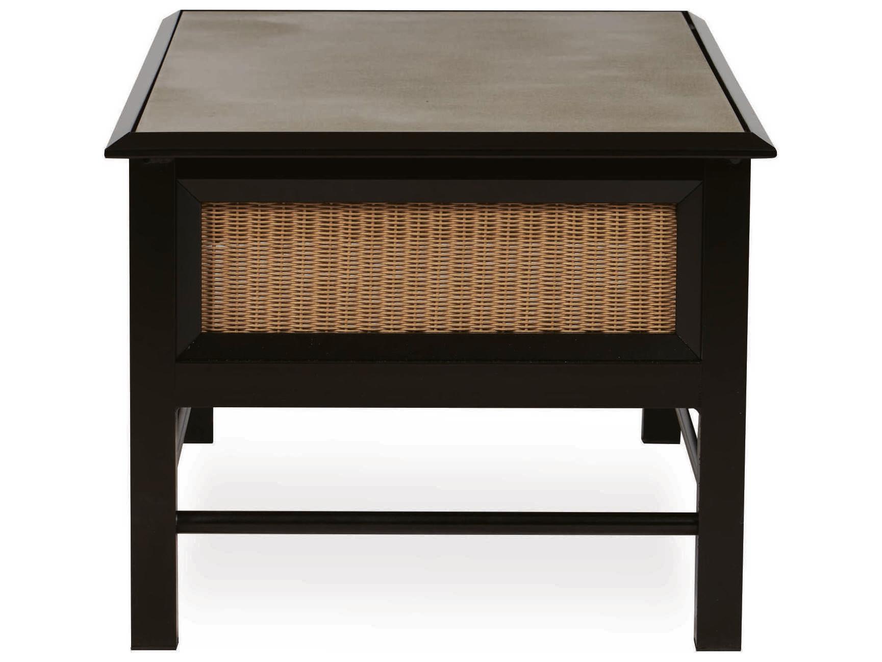 Lloyd Flanders All Seasons Aluminum Wicker Rectangular Glass Top Outdoor Coffee Table