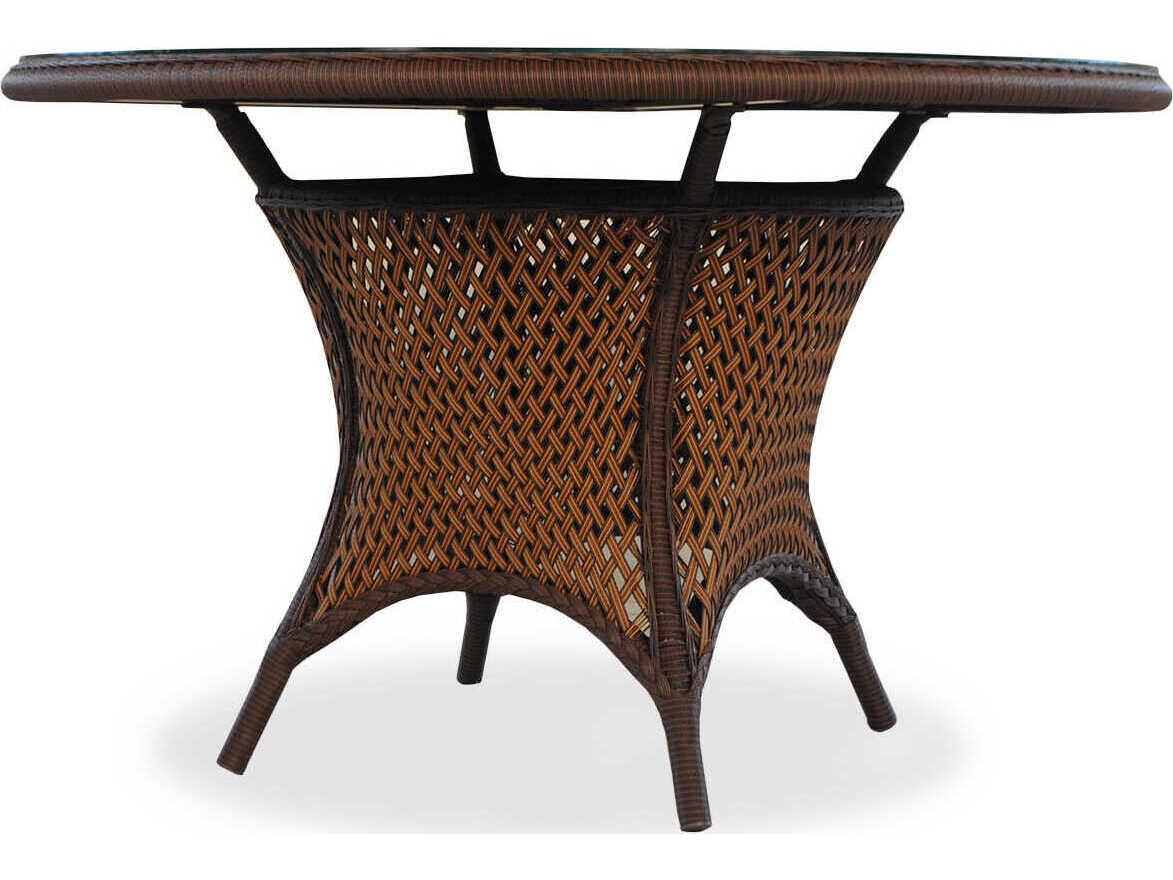 Lloyd Flanders Grand Traverse Wicker Round Outdoor Dining Table with Umbrella Hole