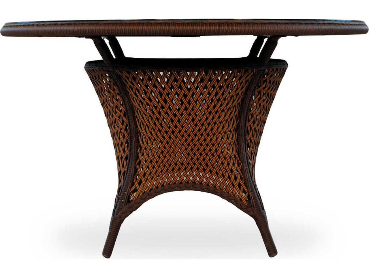 Lloyd Flanders Grand Traverse Wicker Round Outdoor Dining Table with Umbrella Hole
