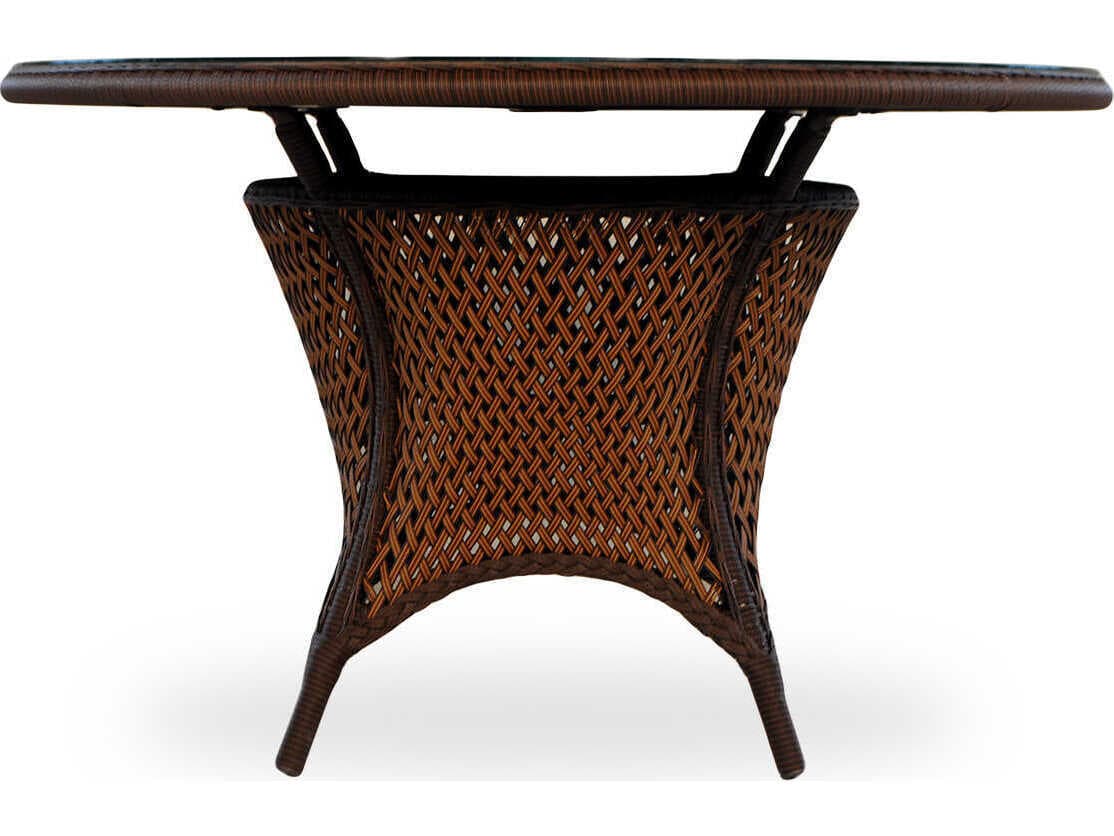 Lloyd Flanders Grand Traverse Wicker Round Outdoor Dining Table with Umbrella Hole