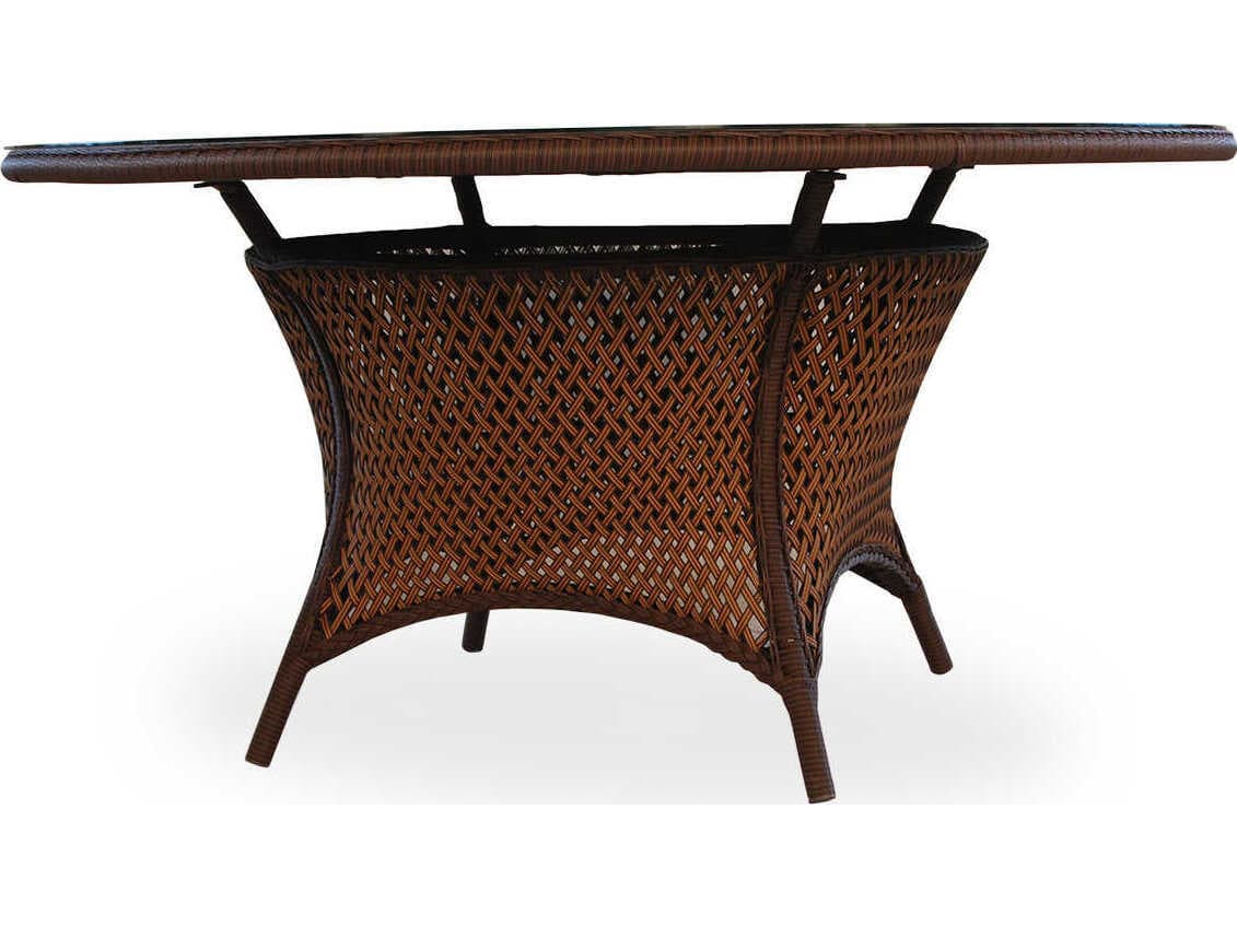 Lloyd Flanders Grand Traverse Wicker Round Outdoor Patio Dining Table with Umbrella Hole