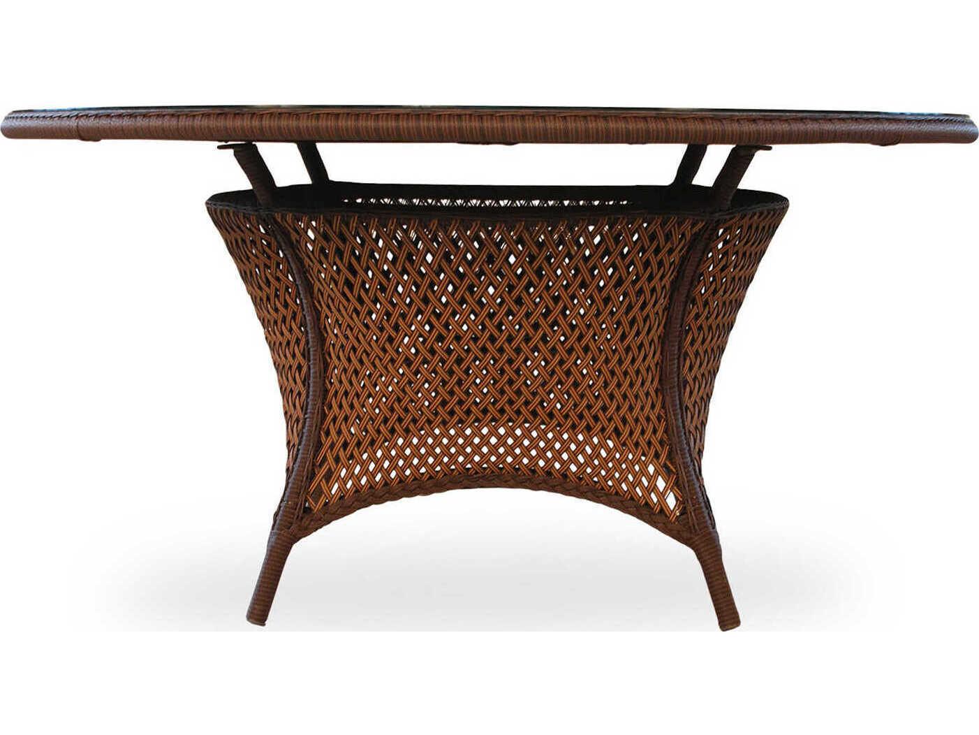 Lloyd Flanders Grand Traverse Wicker Round Outdoor Patio Dining Table with Umbrella Hole