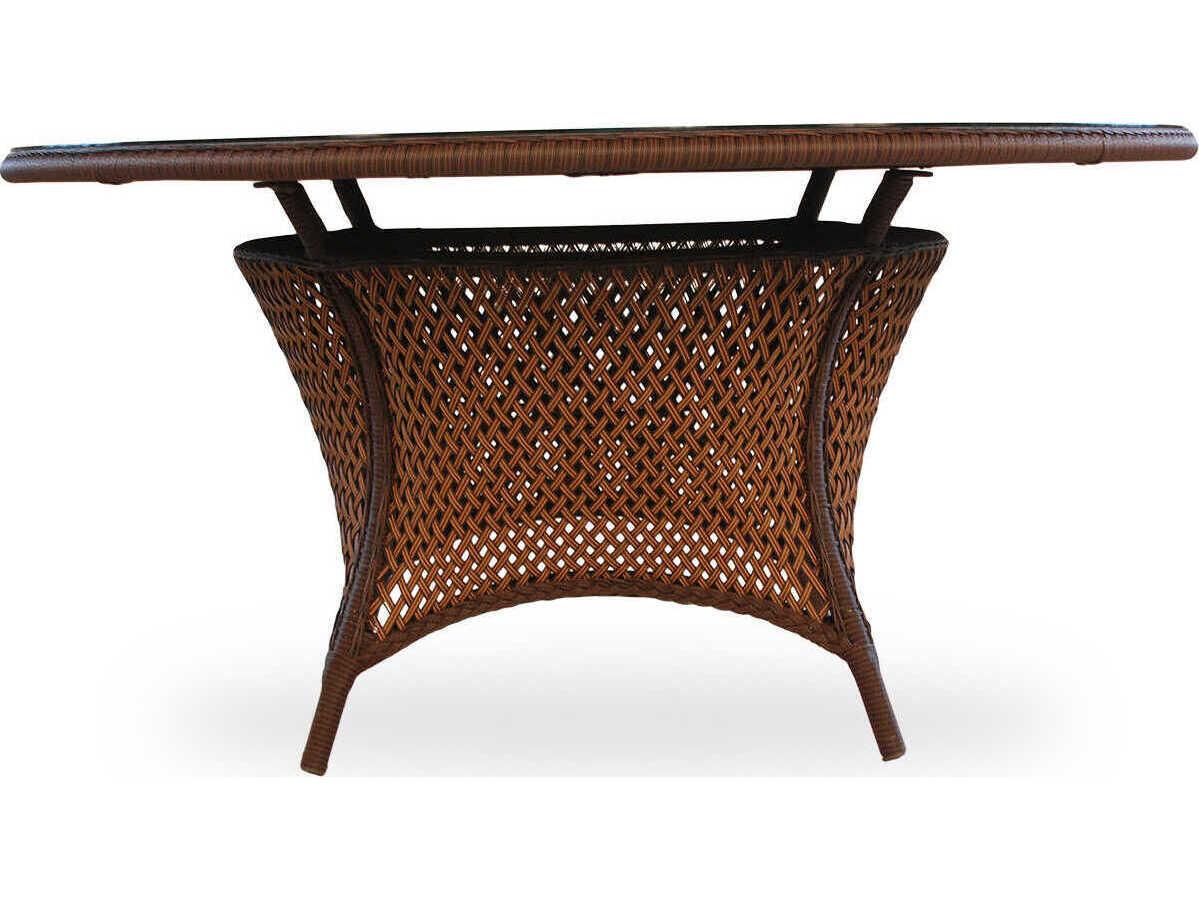 Lloyd Flanders Grand Traverse Wicker Round Outdoor Patio Dining Table with Umbrella Hole
