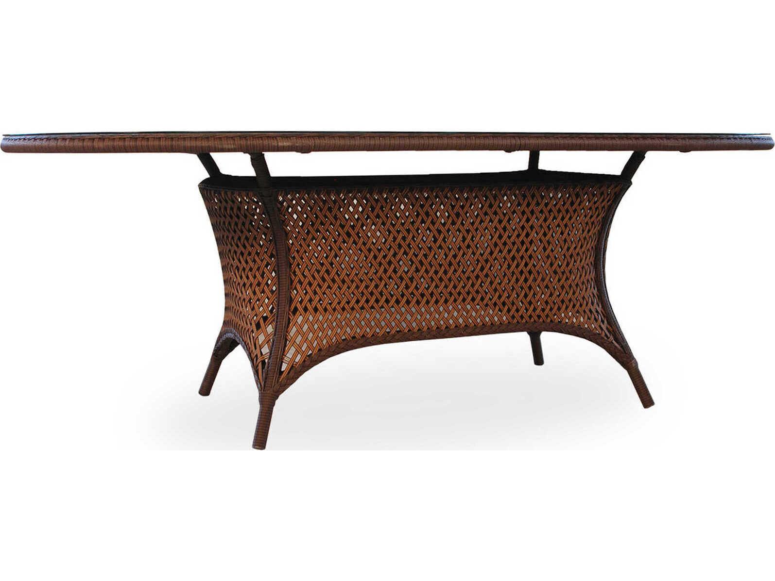 Lloyd Flanders Grand Traverse Wicker Oval Patio Dining Table with Umbrella Hole