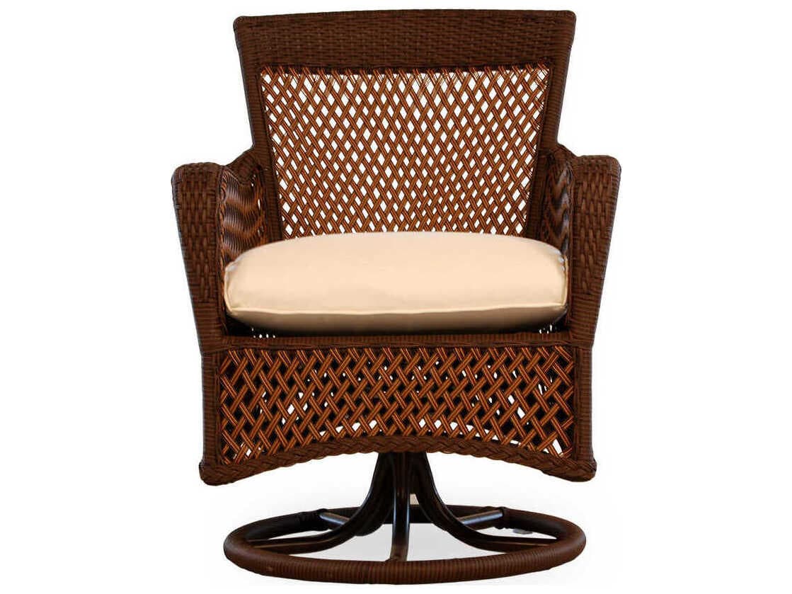 Lloyd Flanders Grand Traverse Wicker Swivel Outdoor Dining Arm Chair