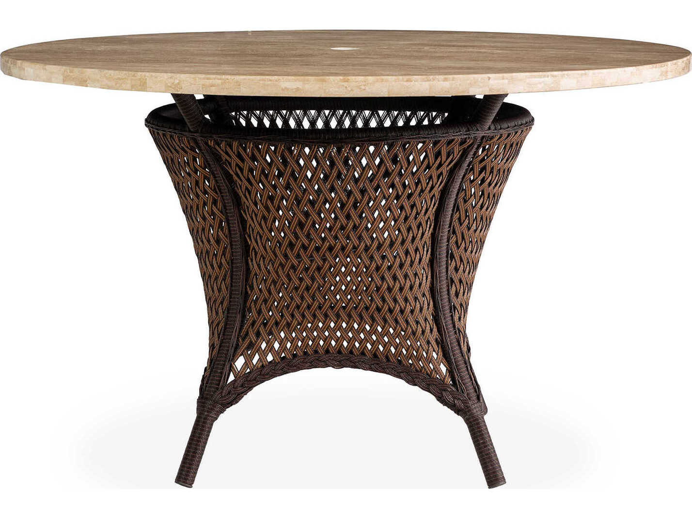 Lloyd Flanders Grand Traverse Wicker Round Stone Top Outdoor Dining Table