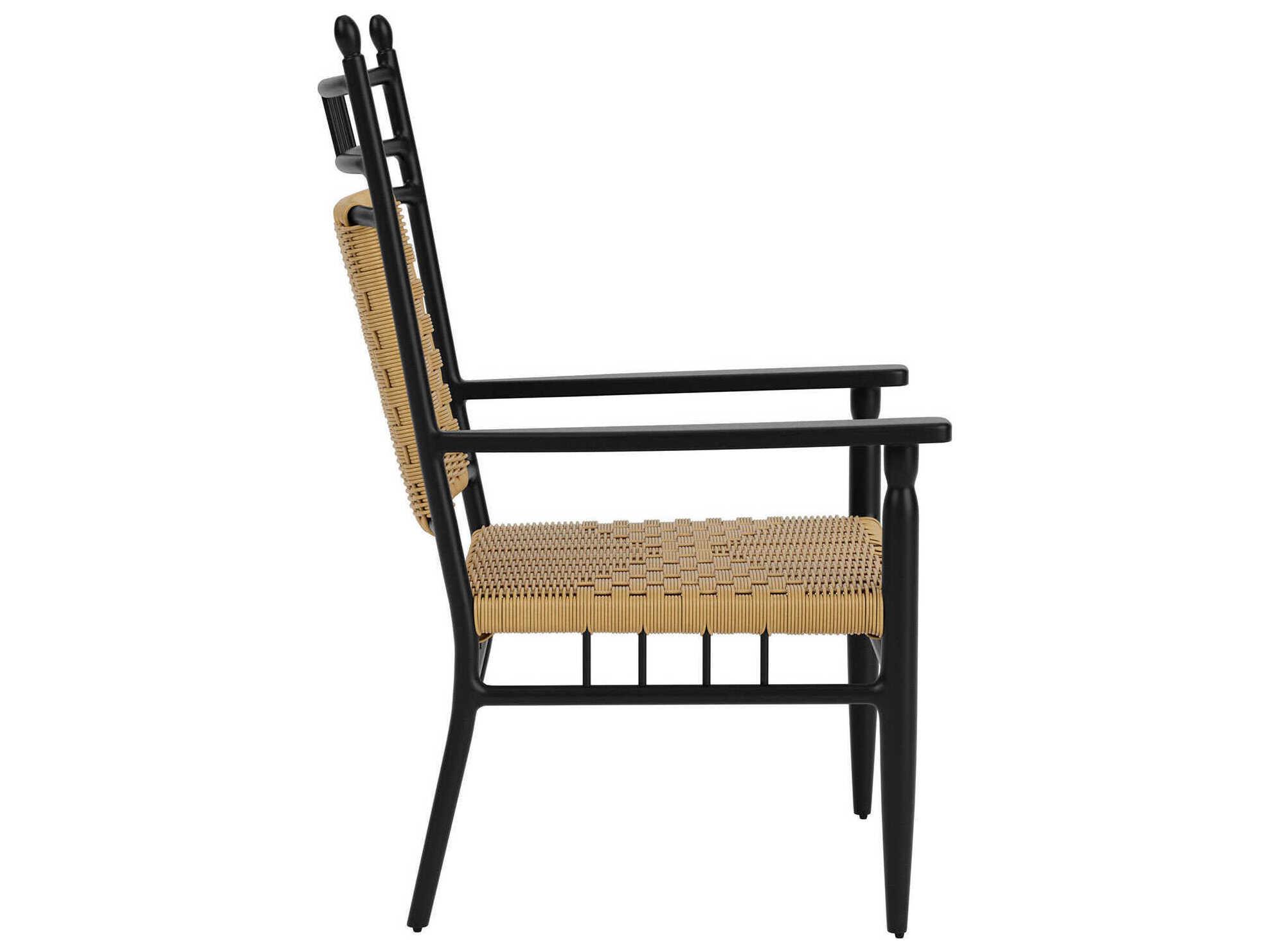 Lloyd Flanders Low Country Antique Black Aluminum Outdoor Lounge Chair