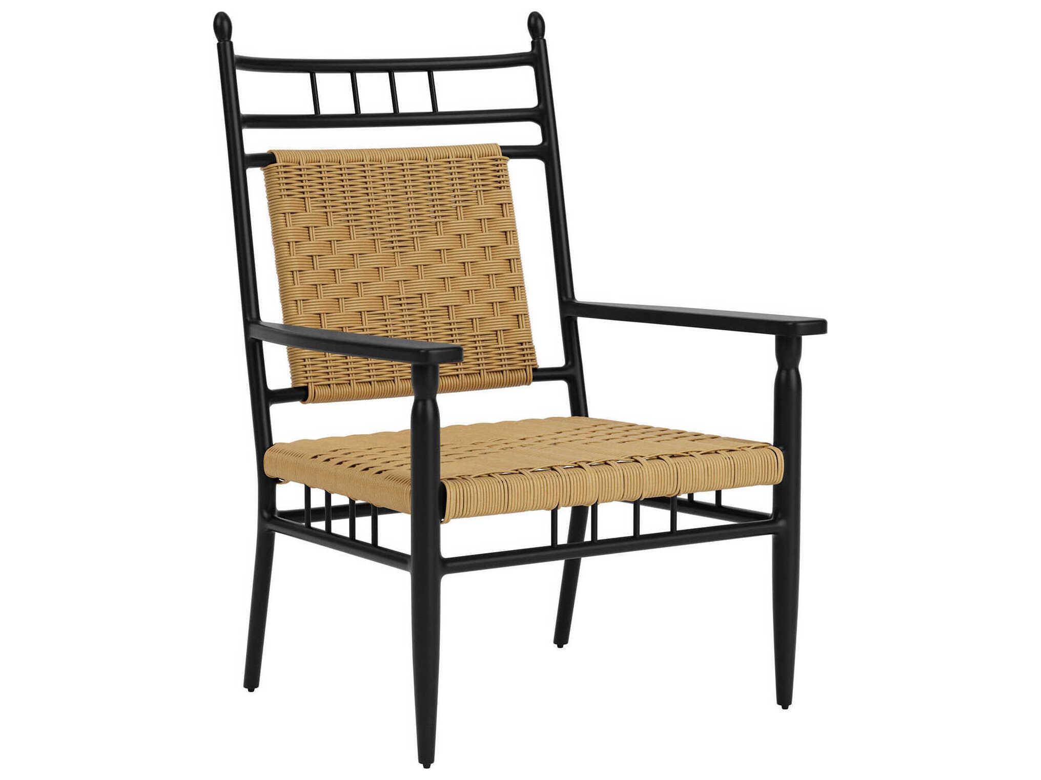 Lloyd Flanders Low Country Antique Black Aluminum Outdoor Lounge Chair