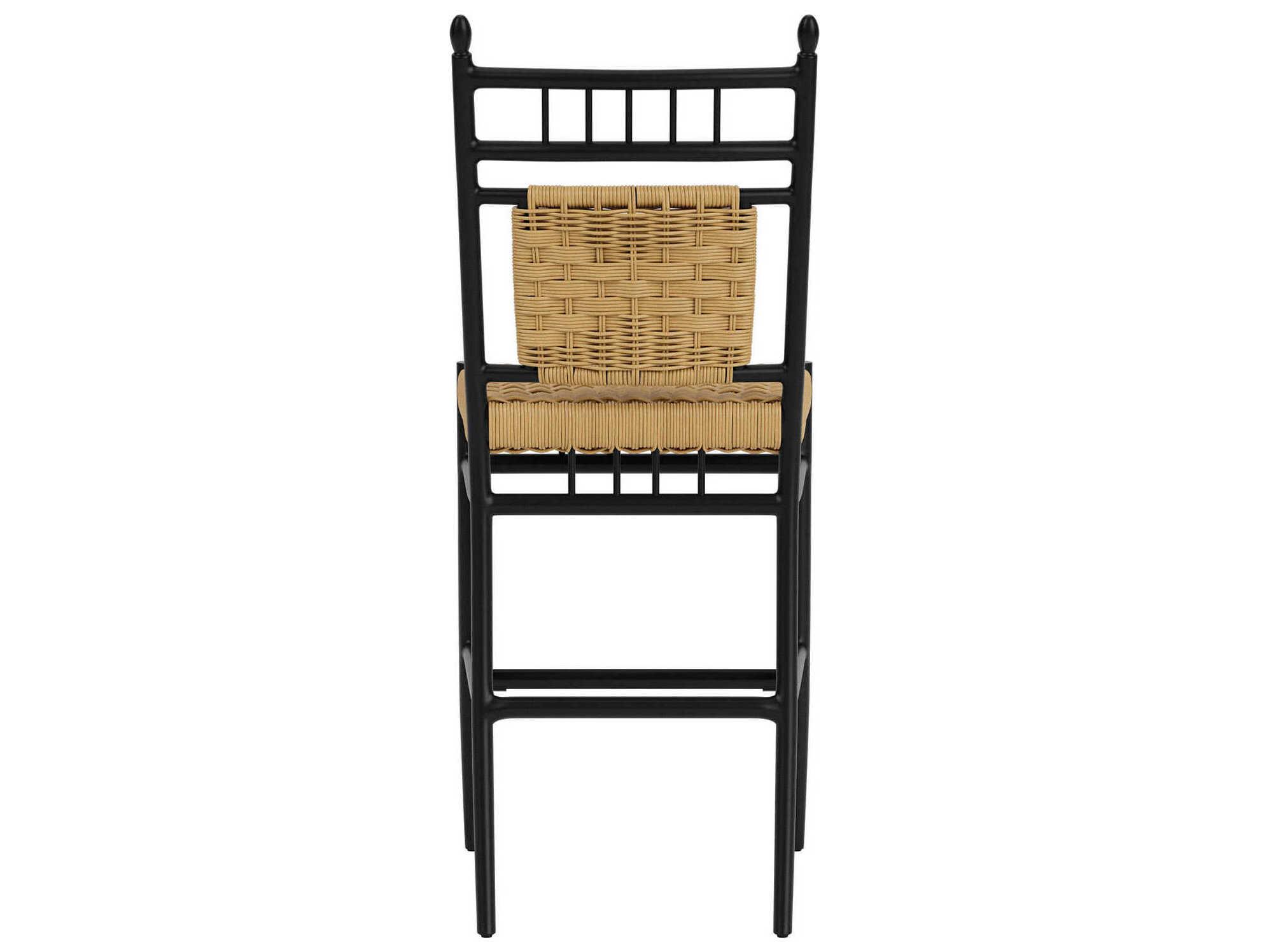 Lloyd Flanders Low Country Antique Black Aluminum Wicker Outdoor Bar Stool