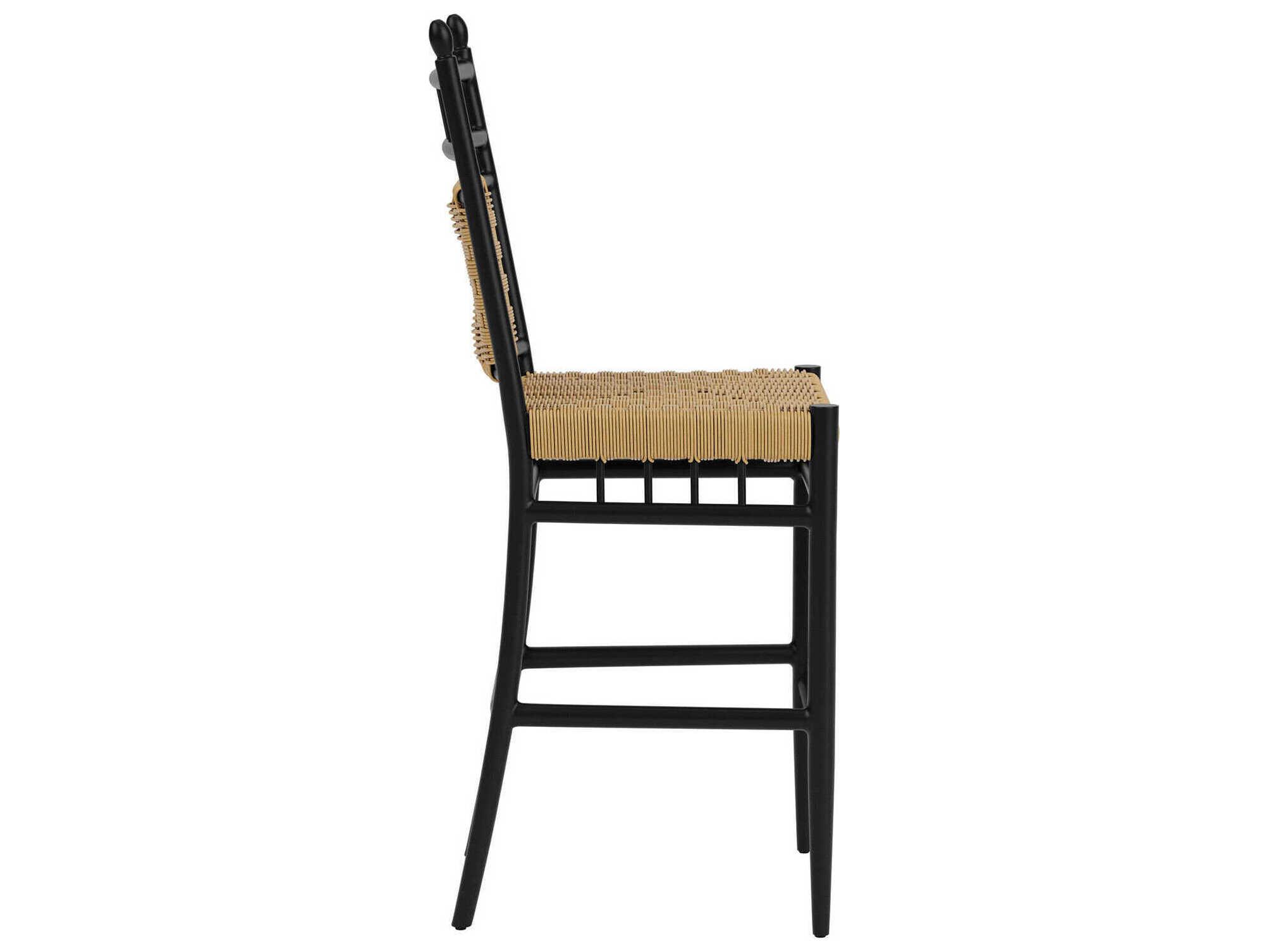 Lloyd Flanders Low Country Antique Black Aluminum Wicker Outdoor Bar Stool