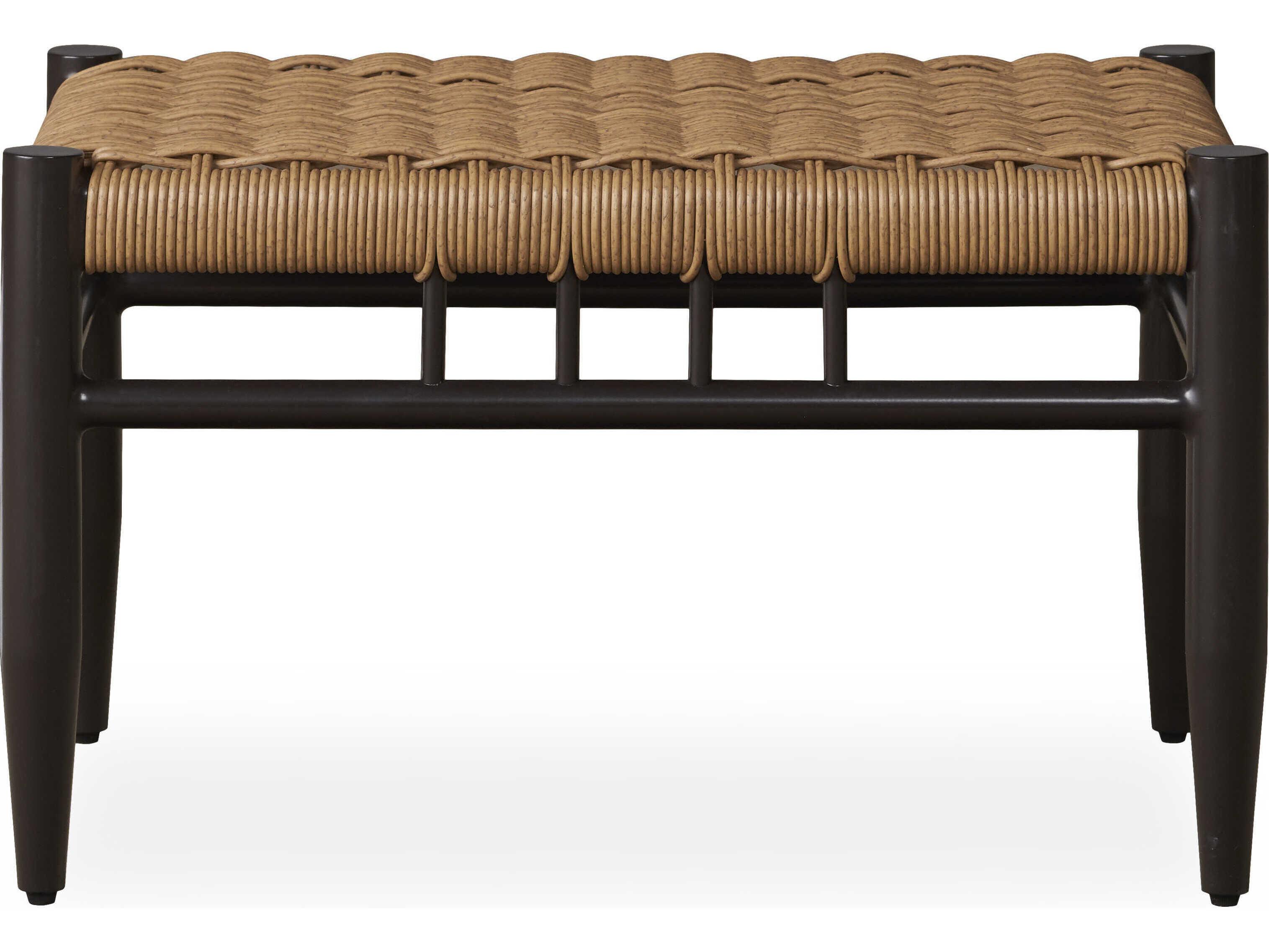 Lloyd Flanders Low Country Antique Black Aluminum Small Outdoor Patio Ottoman