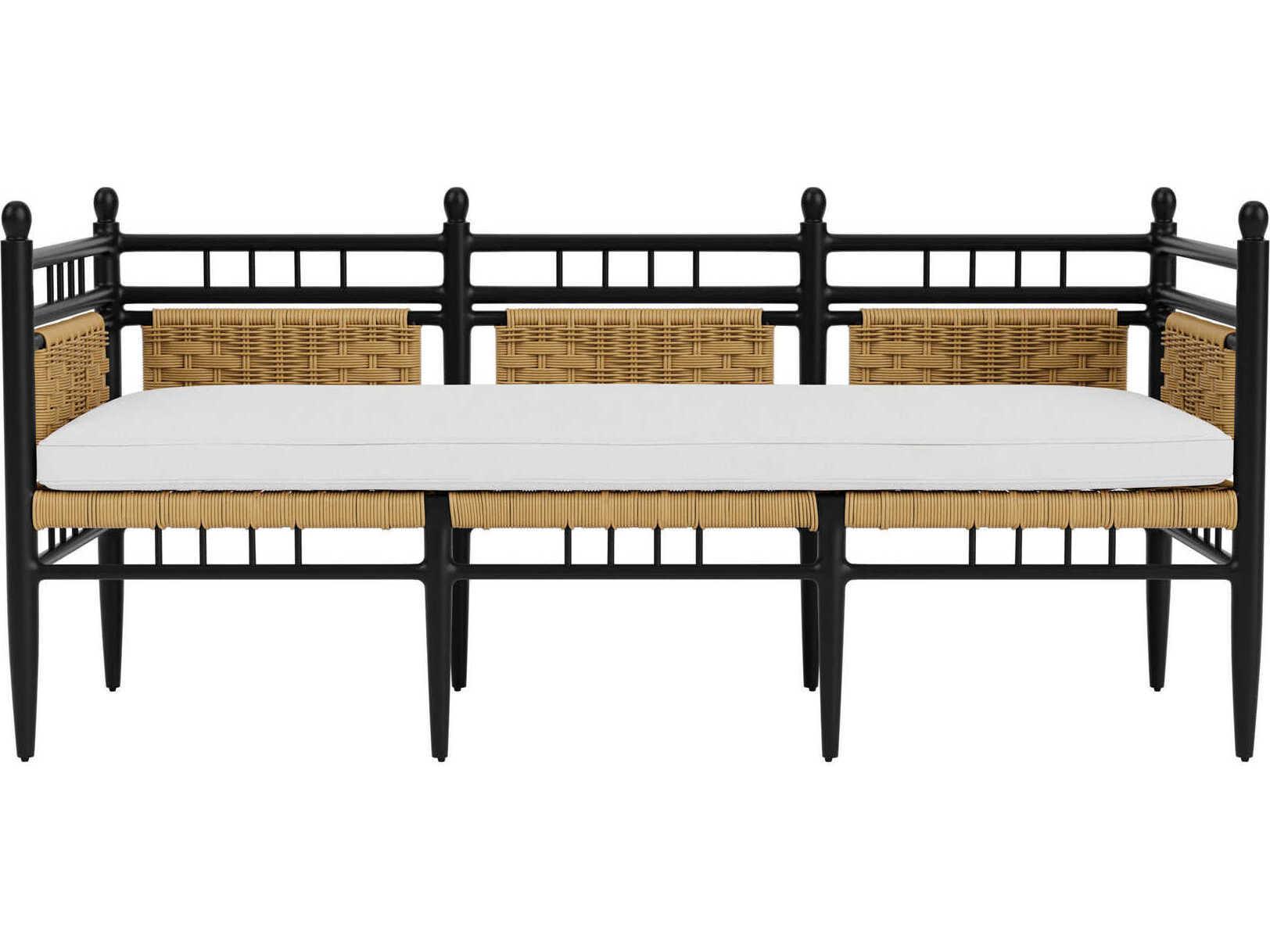 Lloyd Flanders Low Country Antique Black Aluminum Garden Outdoor Bench