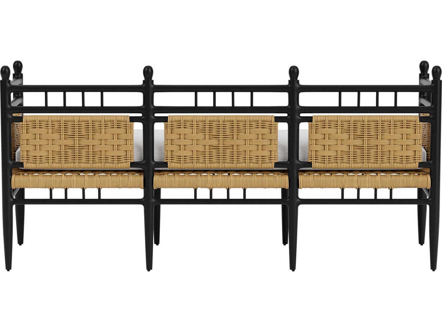 Lloyd Flanders Low Country Antique Black Aluminum Garden Outdoor Bench