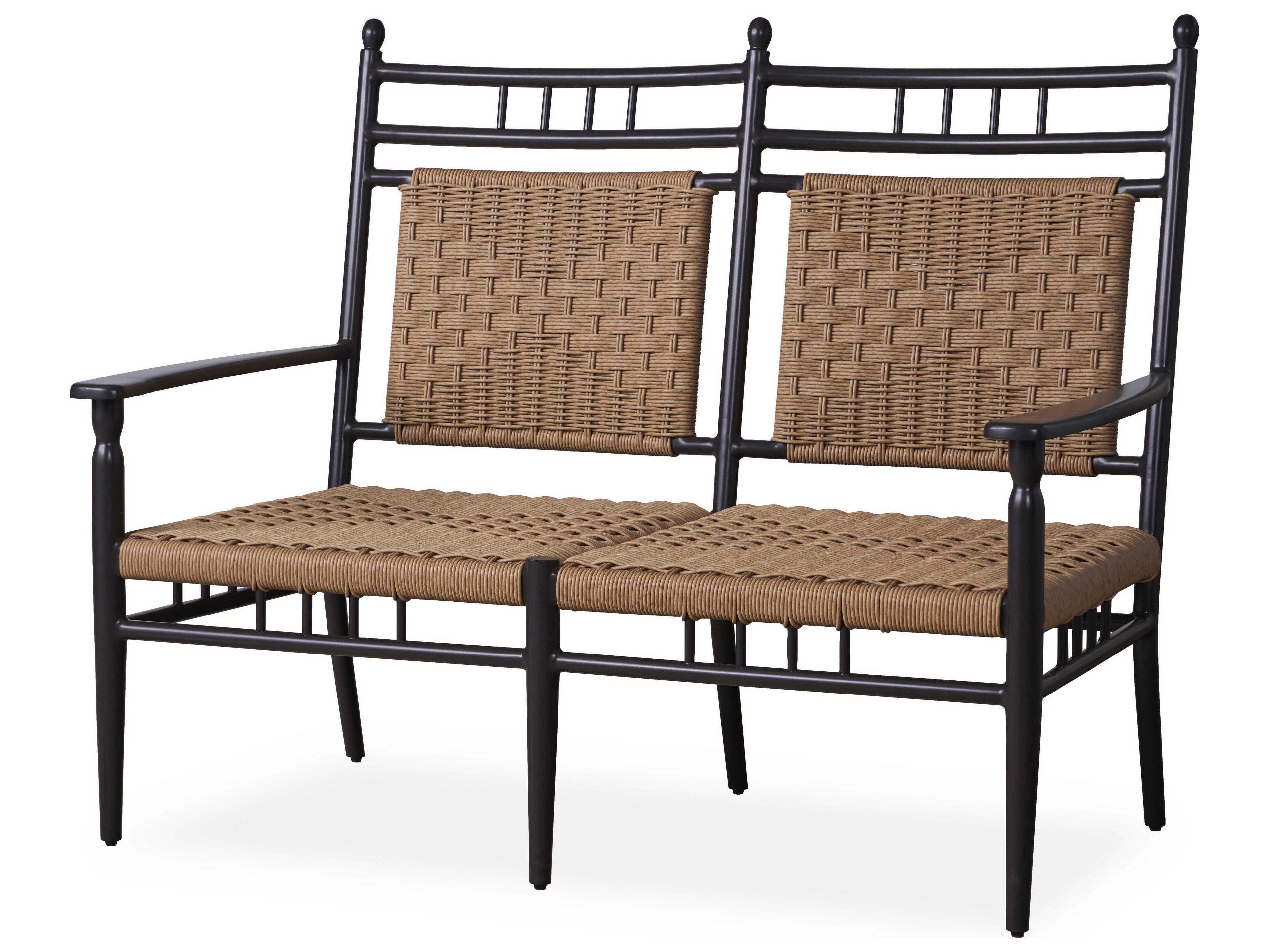Lloyd Flanders Low Country Antique Black Aluminum Patio Loveseat