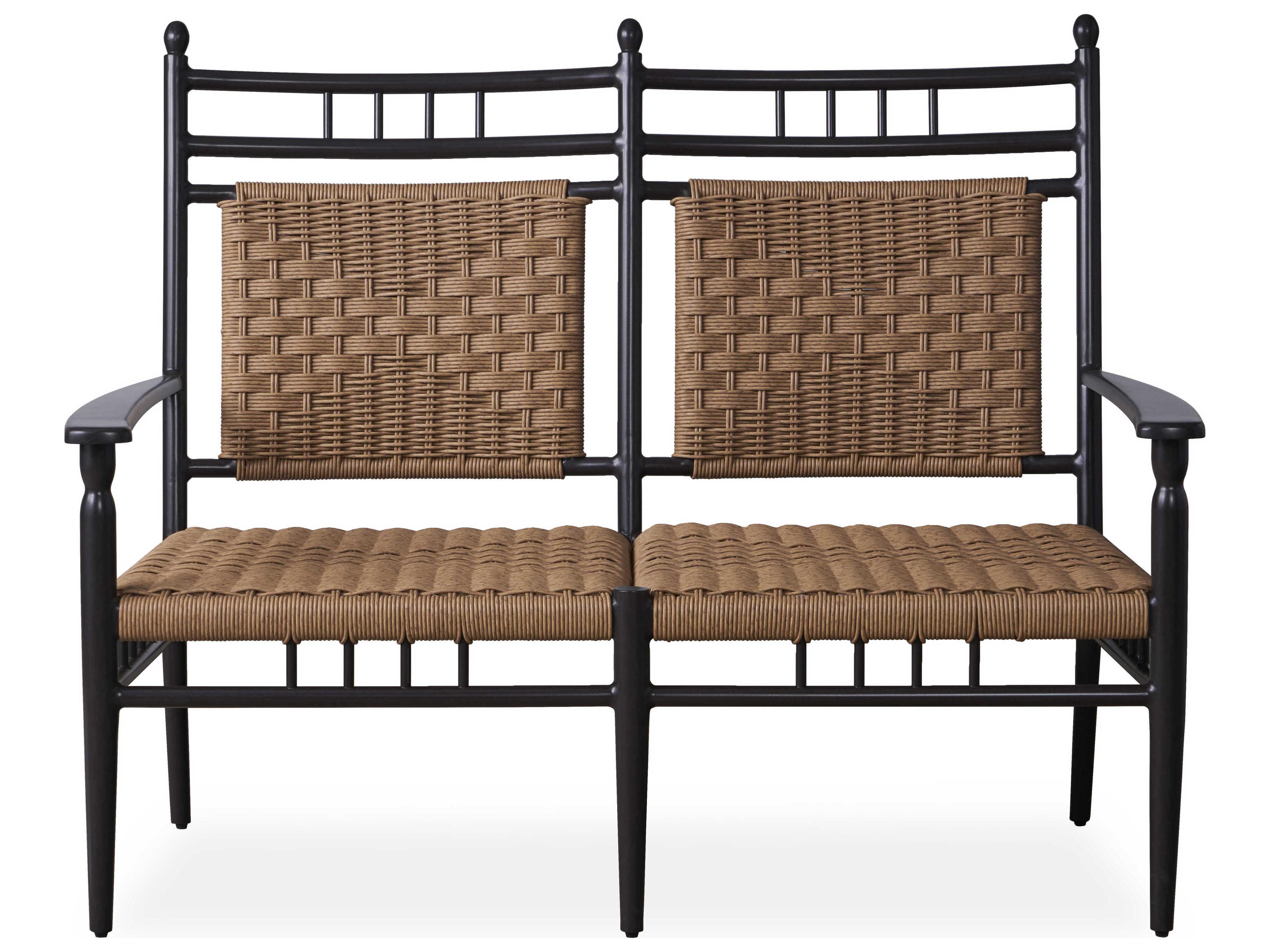 Lloyd Flanders Low Country Antique Black Aluminum Patio Loveseat