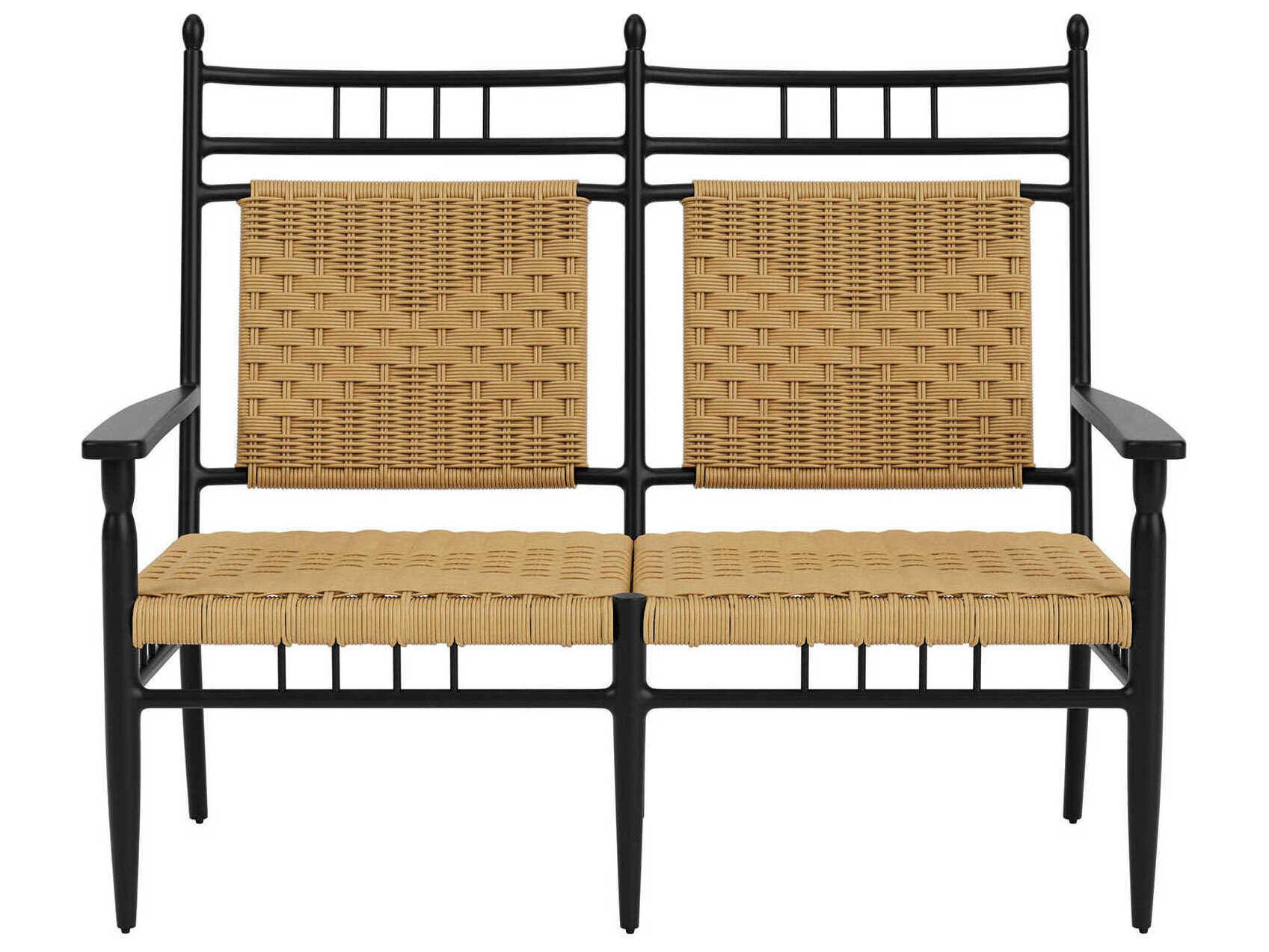 Lloyd Flanders Low Country Antique Black Aluminum Patio Loveseat