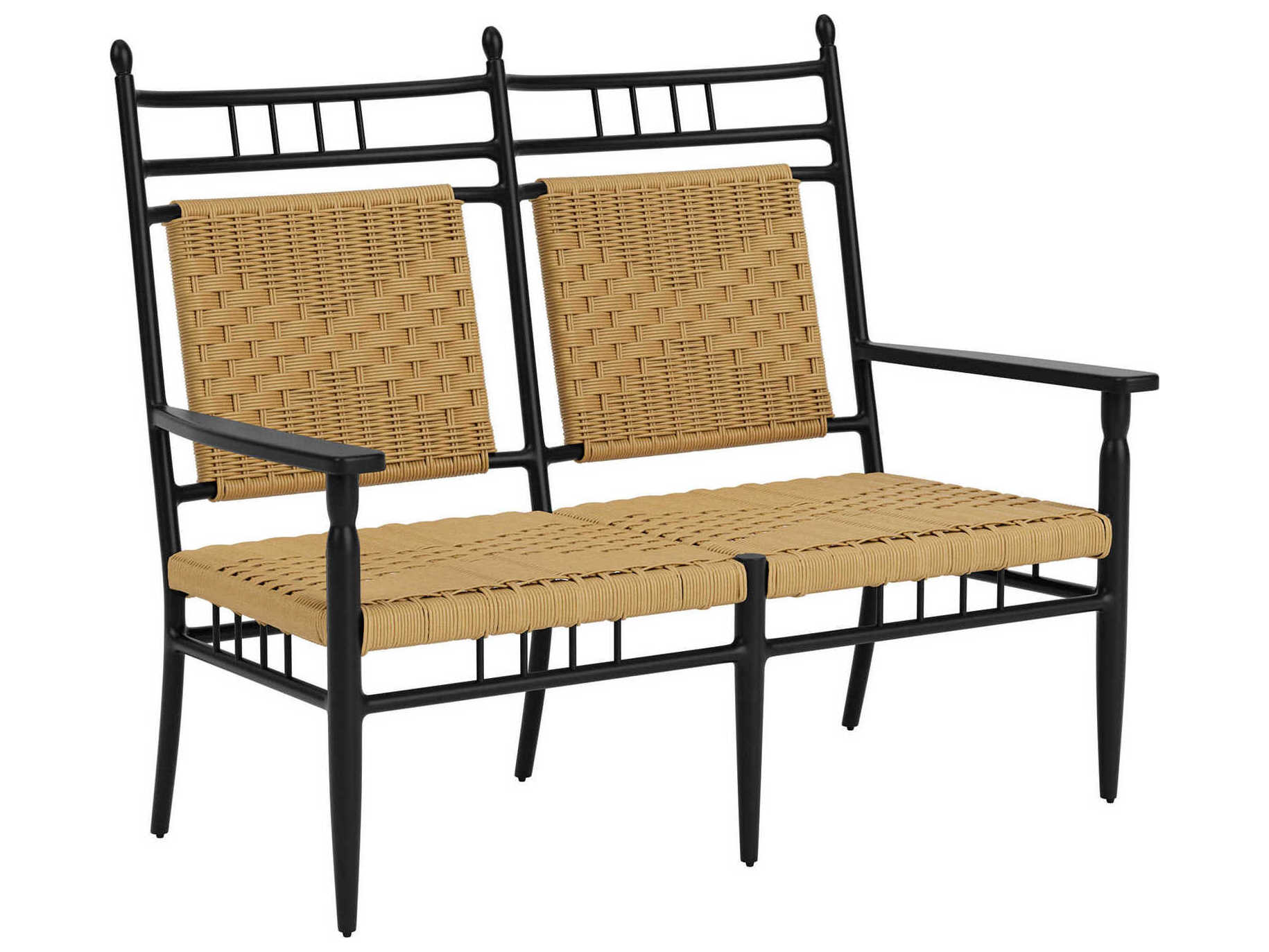 Lloyd Flanders Low Country Antique Black Aluminum Patio Loveseat