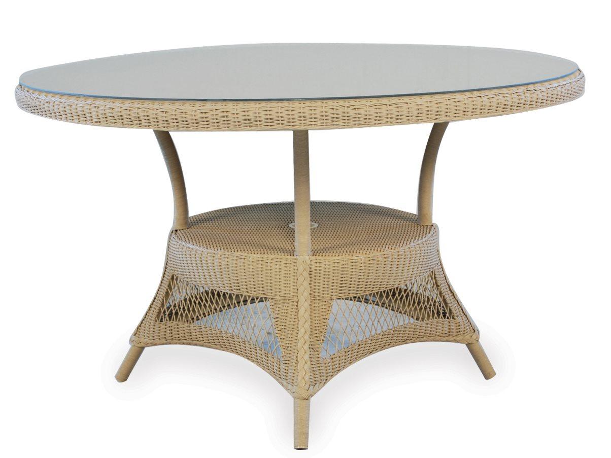 Lloyd Flanders Wicker Round Patio Dining Table with Umbrella Hole