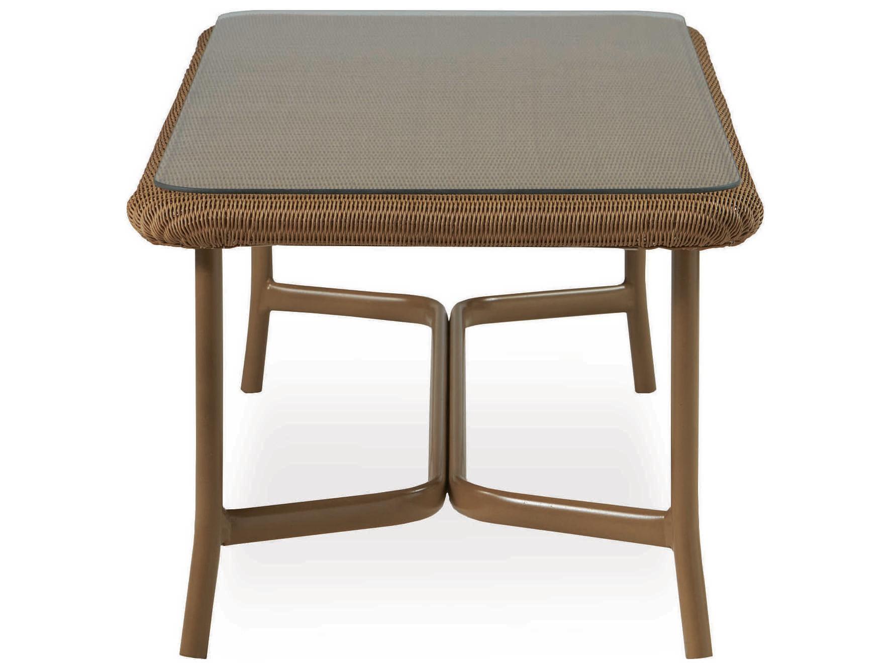 Lloyd Flanders All Seasons Wicker Rectangular Glass Top Patio Coffee Table