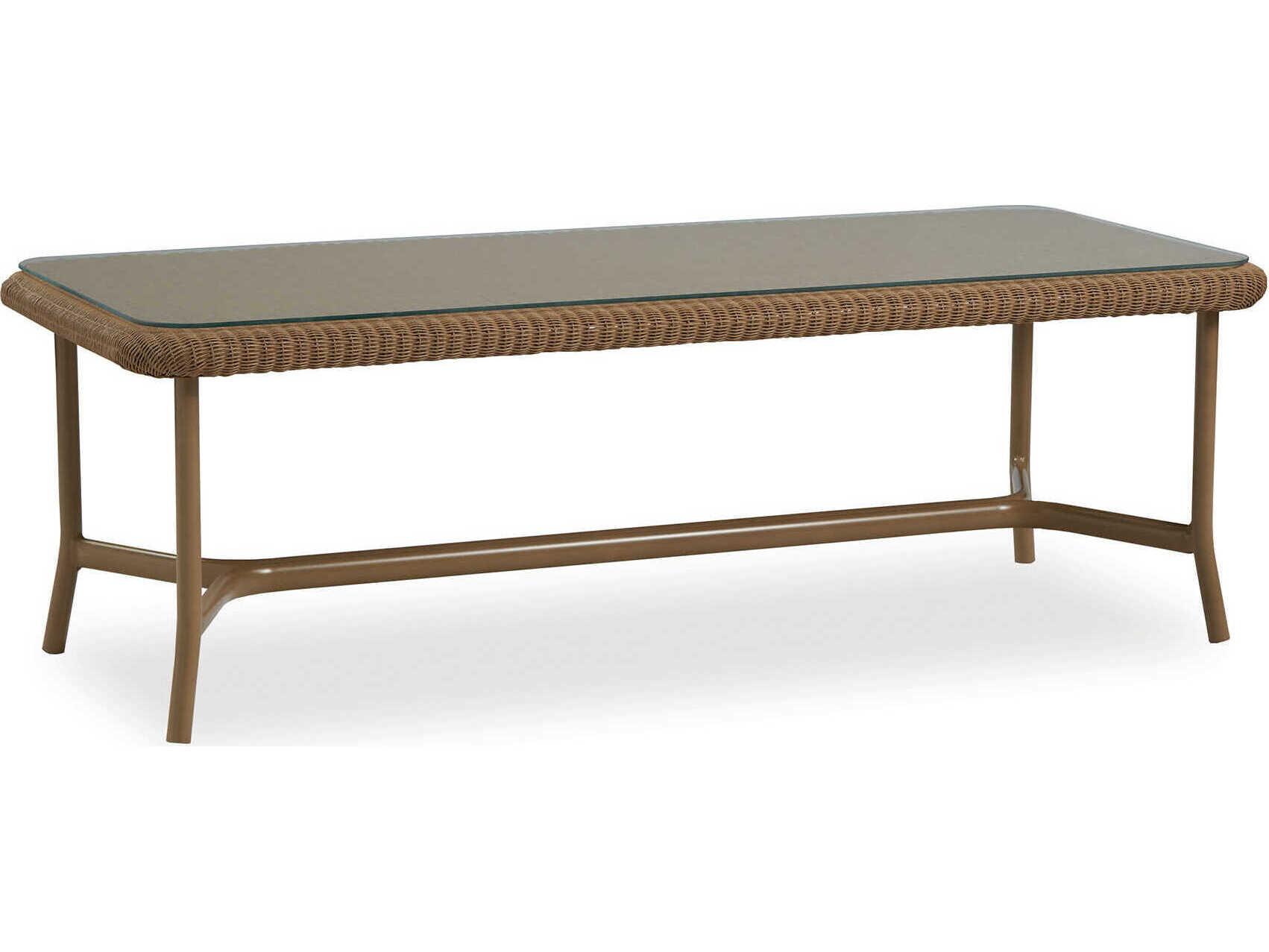 Lloyd Flanders All Seasons Wicker Rectangular Glass Top Patio Coffee Table