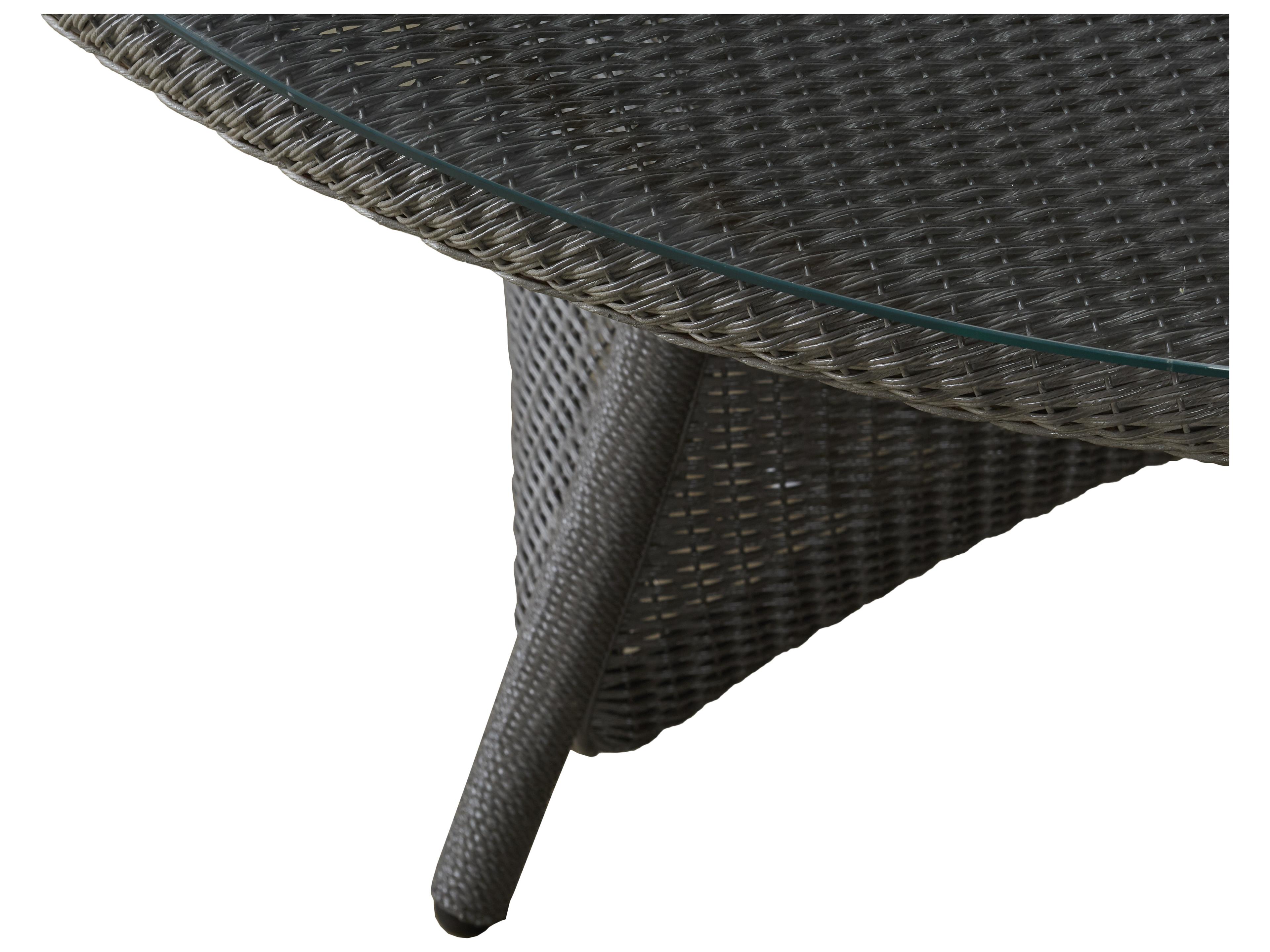 Lloyd Flanders Occasional Wicker Round Glass Top Outdoor Patio Chat Table