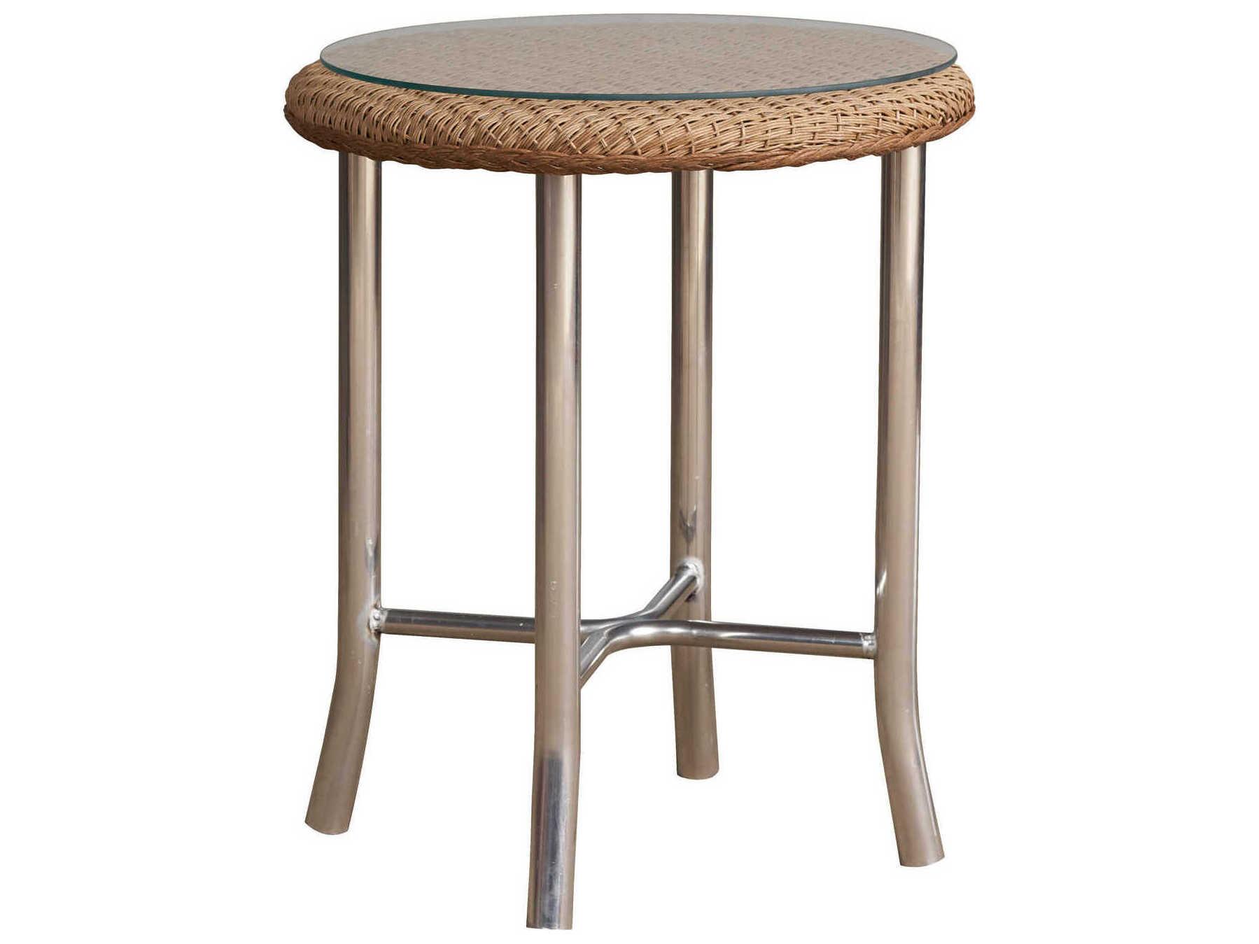 Lloyd Flanders Quick Ship Weekend Retreat Wicker Round Patio End Table