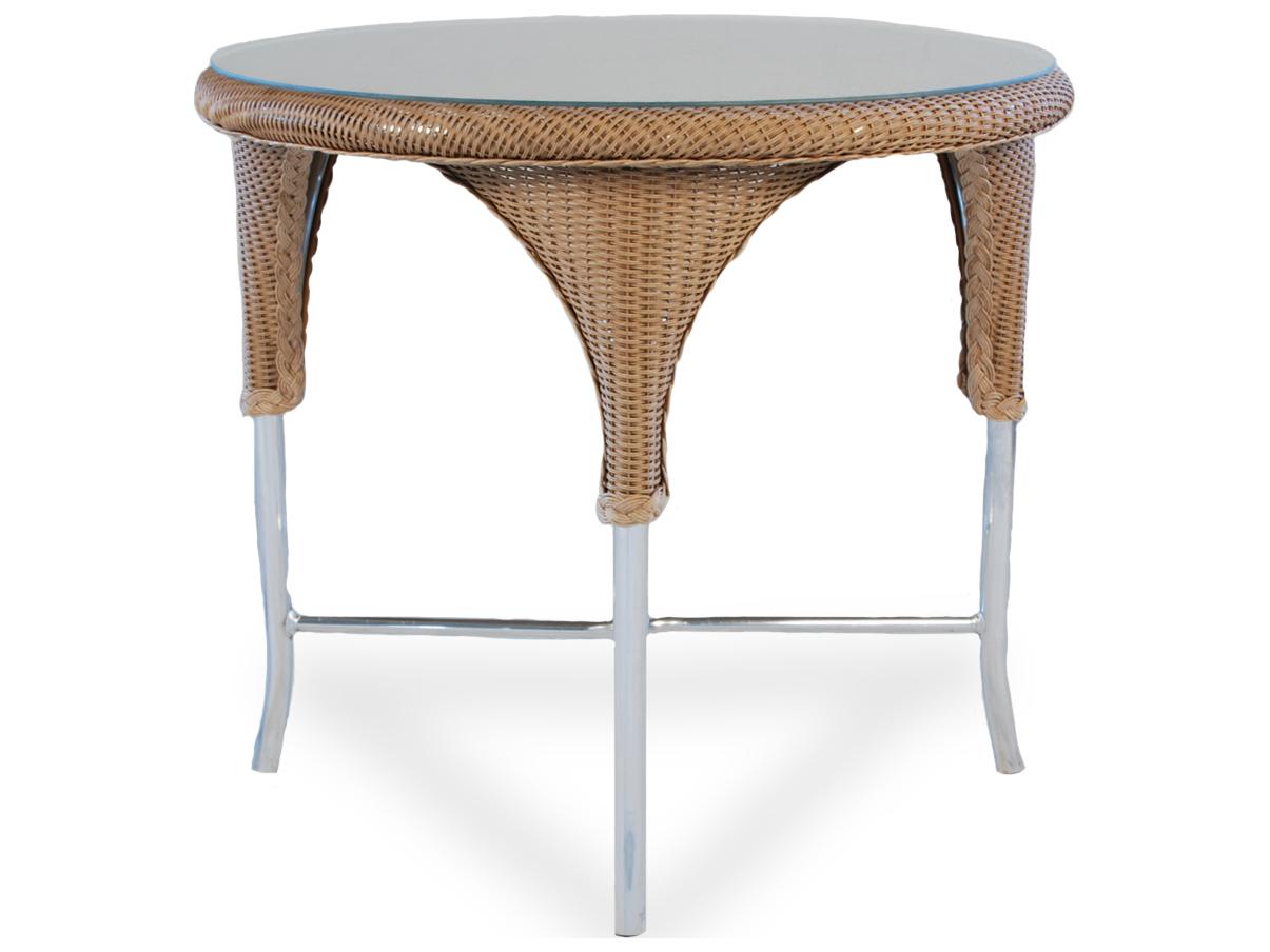 Lloyd Flanders Wicker Round Glass Patio Dining Table