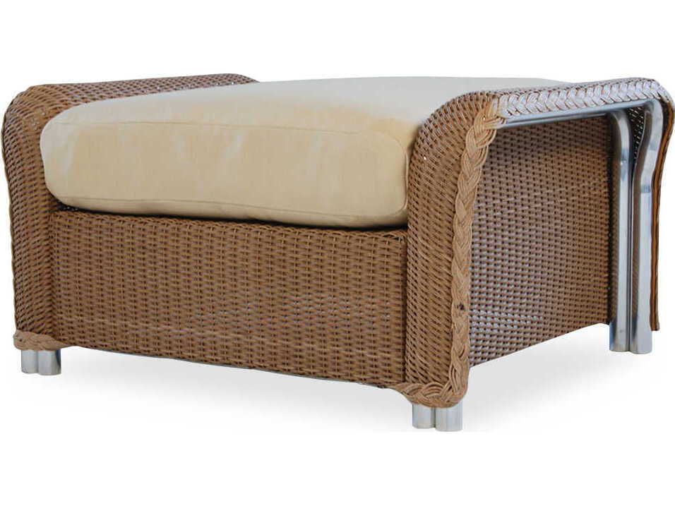 Lloyd Flanders Quick Ship Reflections Wicker Small Outdoor Ottoman