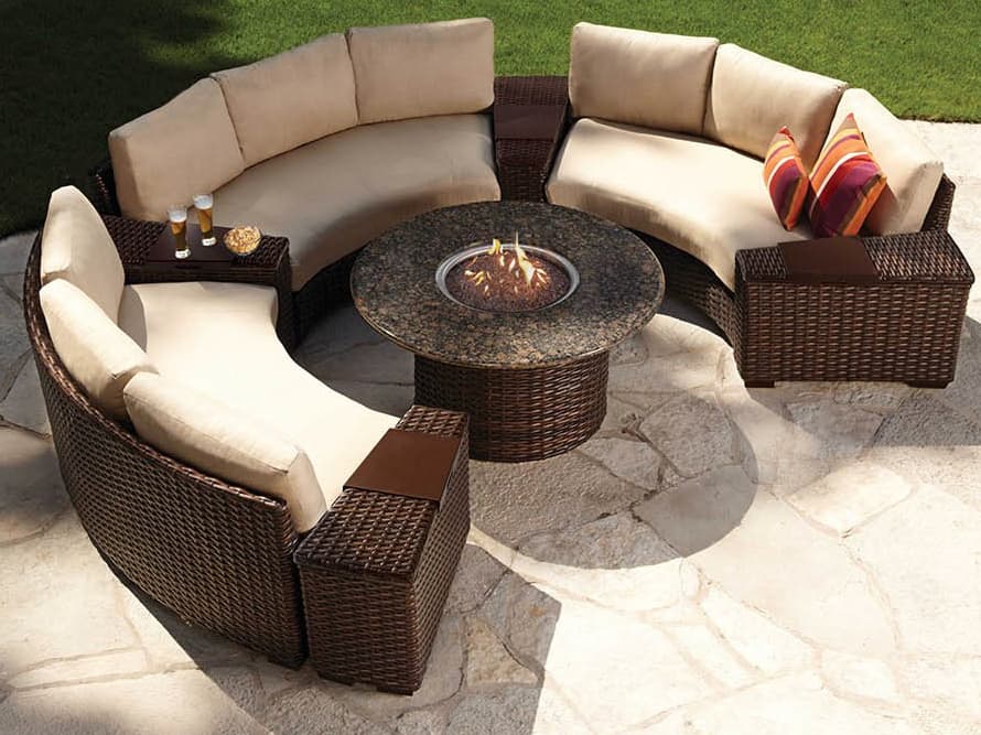 Lloyd Flanders Contempo Wicker Sectional Firepit Outdoor Lounge Set