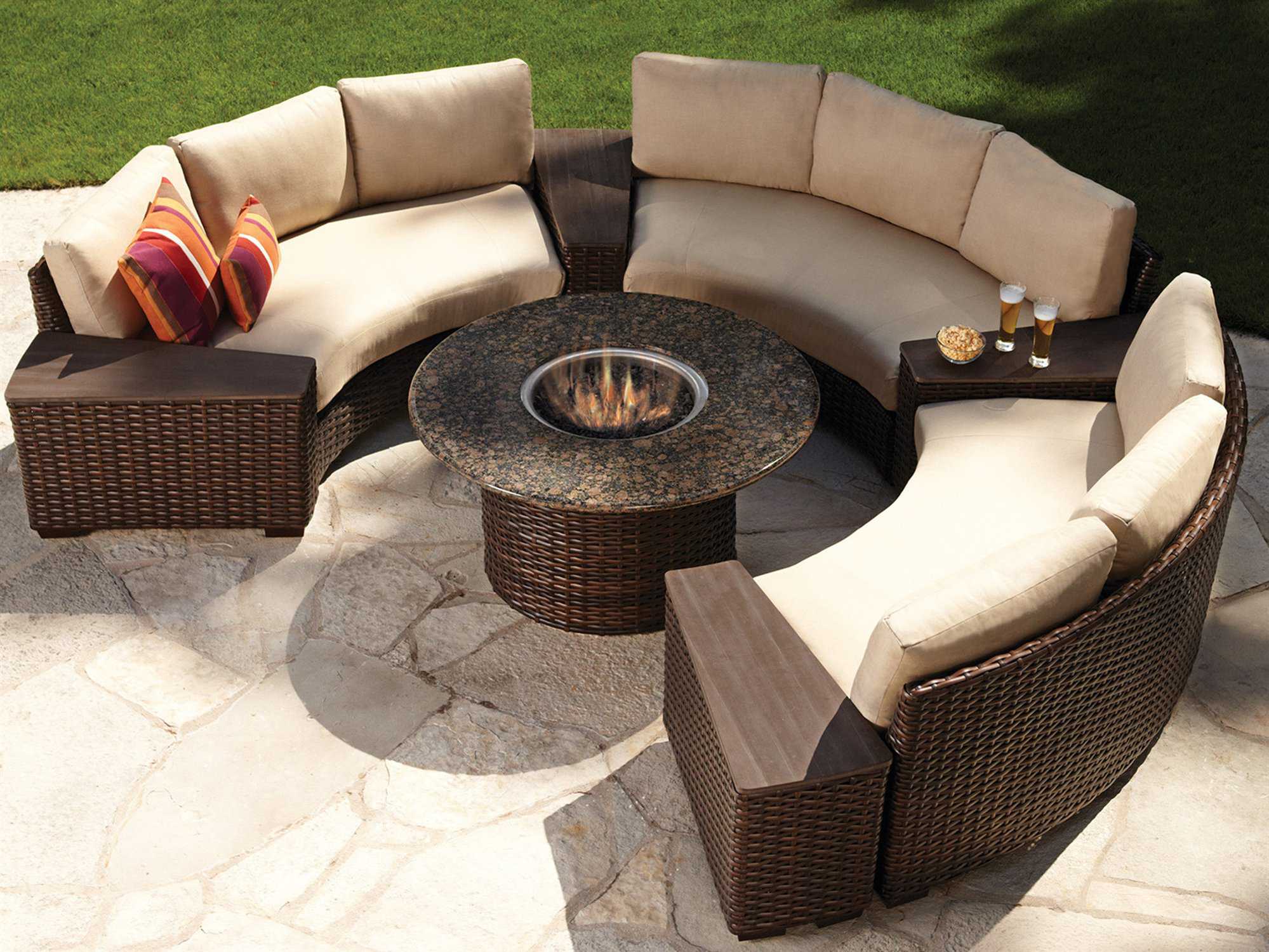 Lloyd Flanders Contempo Wicker Fire Pit Outdoor Patio Lounge Set
