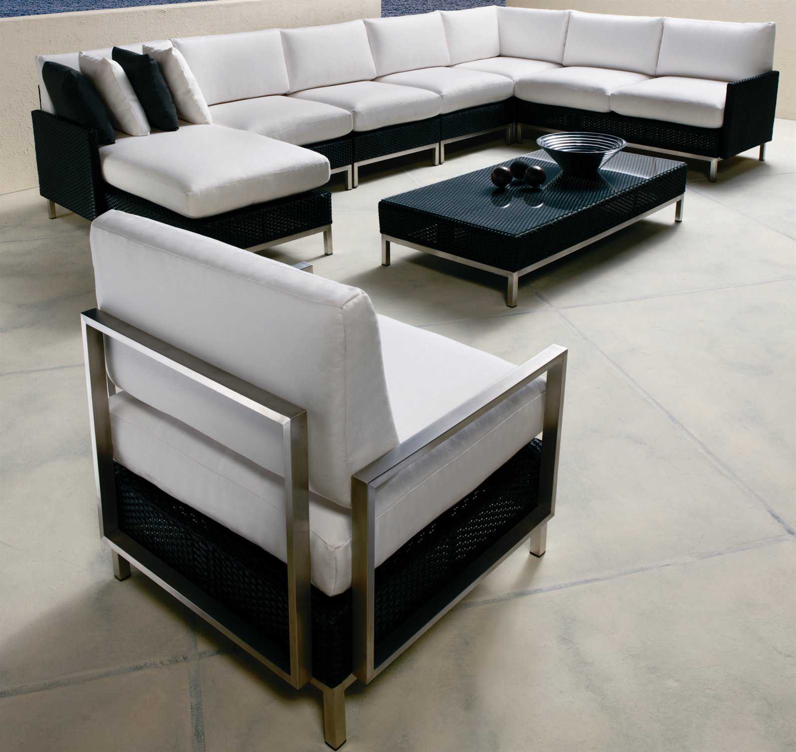 Lloyd Flanders Elements Steel Wicker Sectional Patio Lounge Set