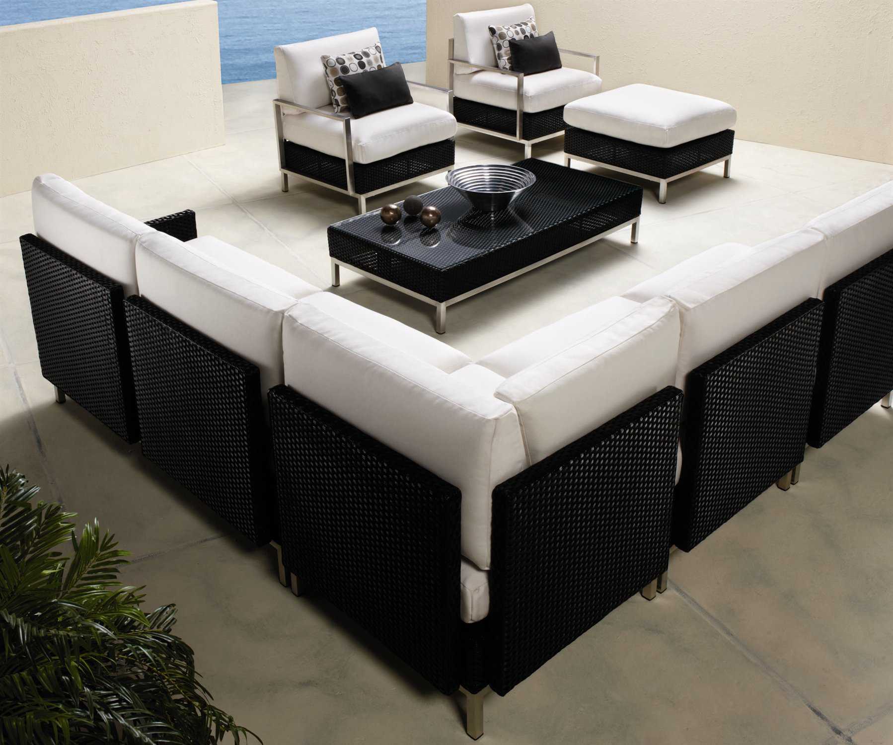 Lloyd Flanders Elements Steel Wicker Sectional Outdoor Lounge Set