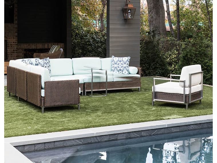 Lloyd Flanders Elements Steel Wicker Sectional Outdoor Lounge Set