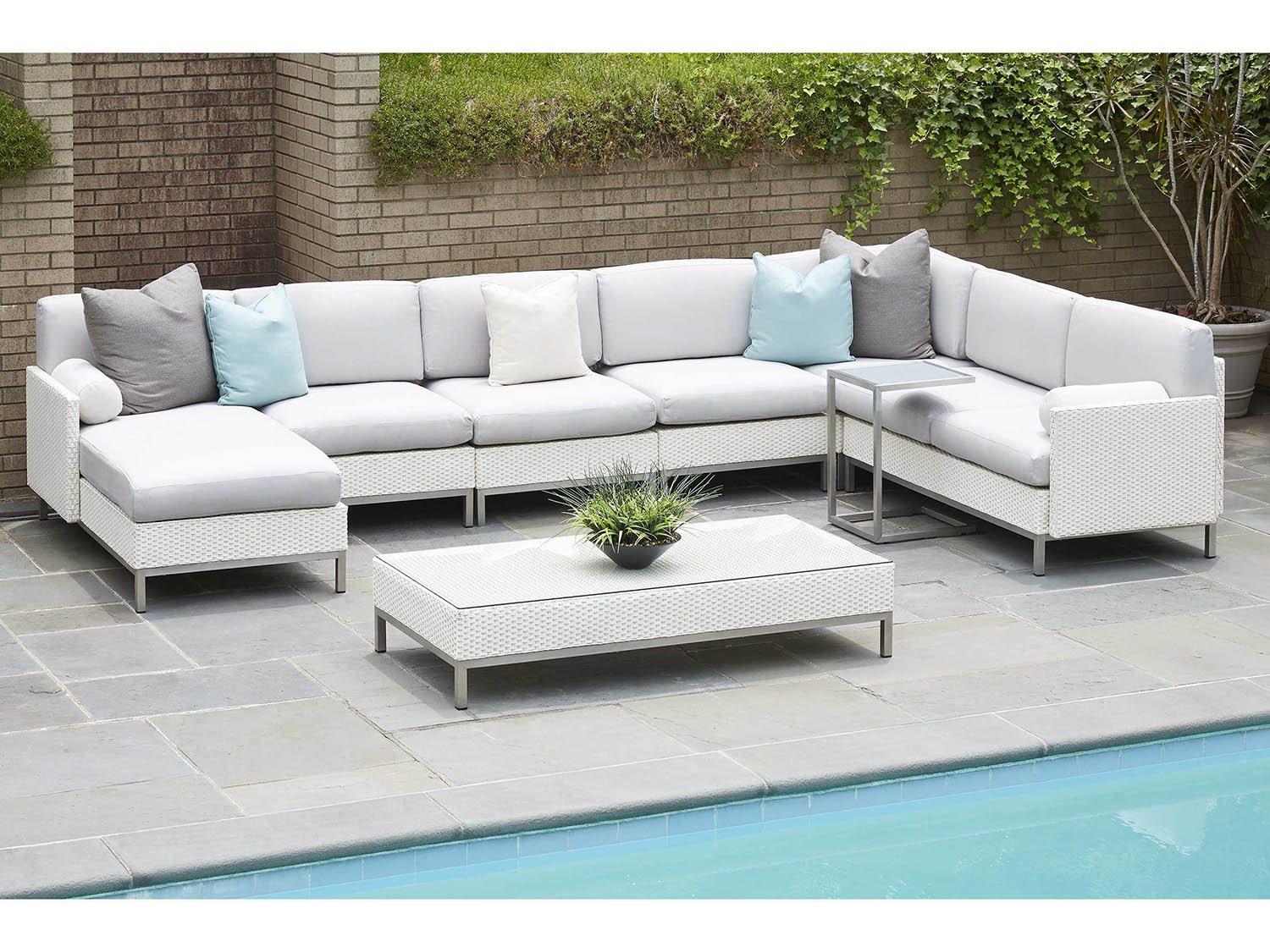 Lloyd Flanders Elements Steel Wicker Sectional Outdoor Lounge Set