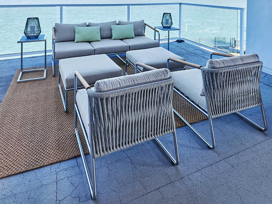 Lloyd Flanders Elevation Stainless Steel Outdoor Patio Lounge Set