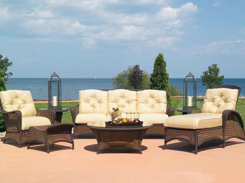 Lloyd Flanders Grand Traverse Wicker Cushion Patio Lounge Set
