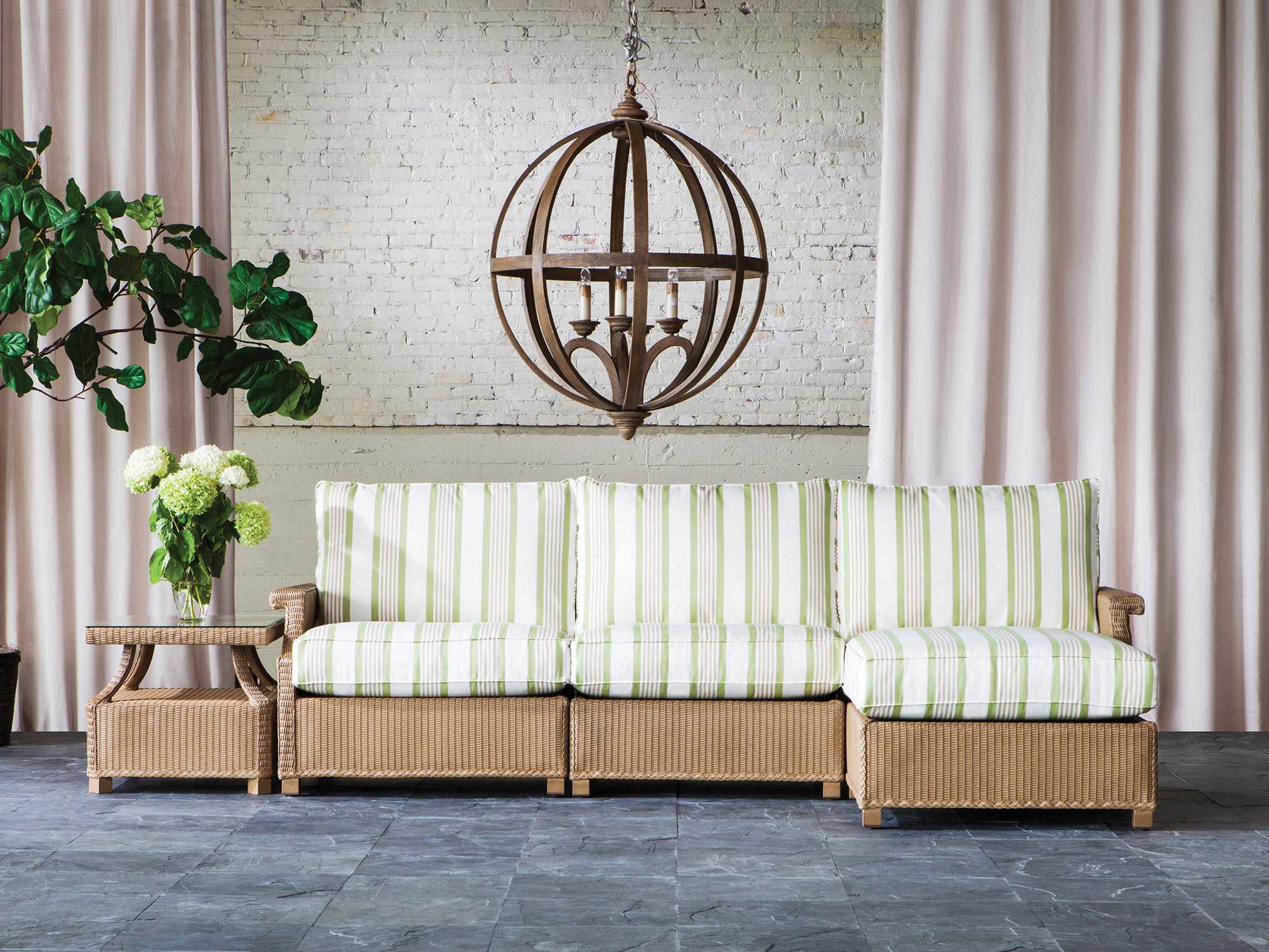 Lloyd Flanders Hamptons Wicker Sectional Outdoor Patio Lounge Set