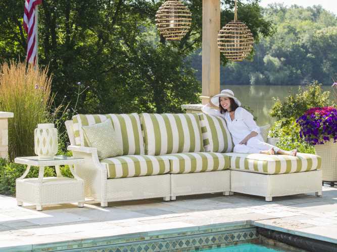 Lloyd Flanders Hamptons Wicker Sectional Patio Lounge Set