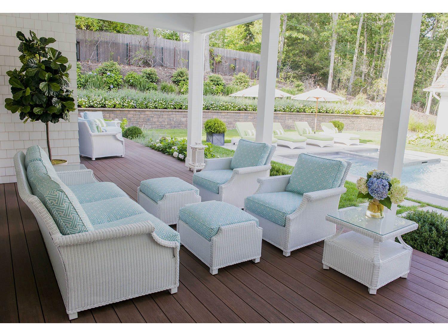 Lloyd Flanders Hamptons Wicker Cushion Outdoor Patio Lounge Set
