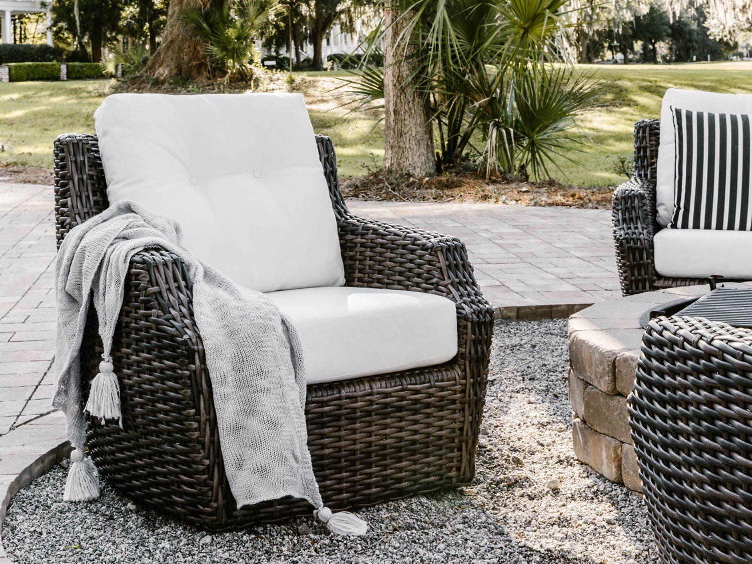 Lloyd Flanders Largo Wicker Firepit Outdoor Patio Lounge Set