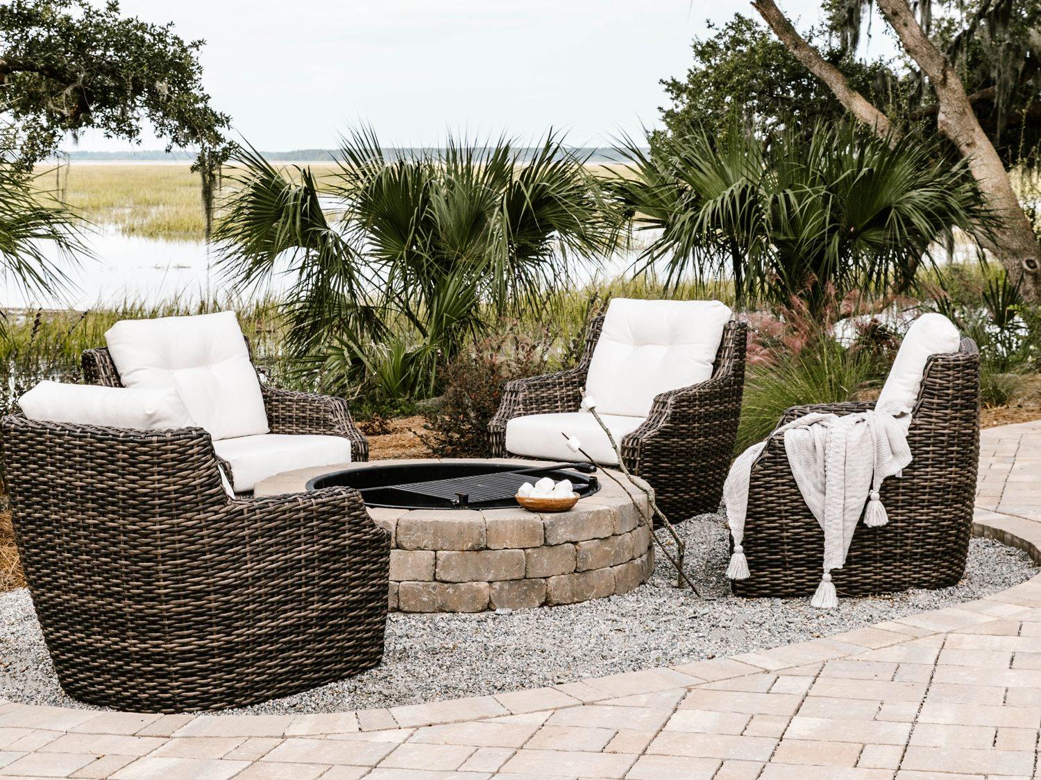 Lloyd Flanders Largo Wicker Firepit Outdoor Lounge Set