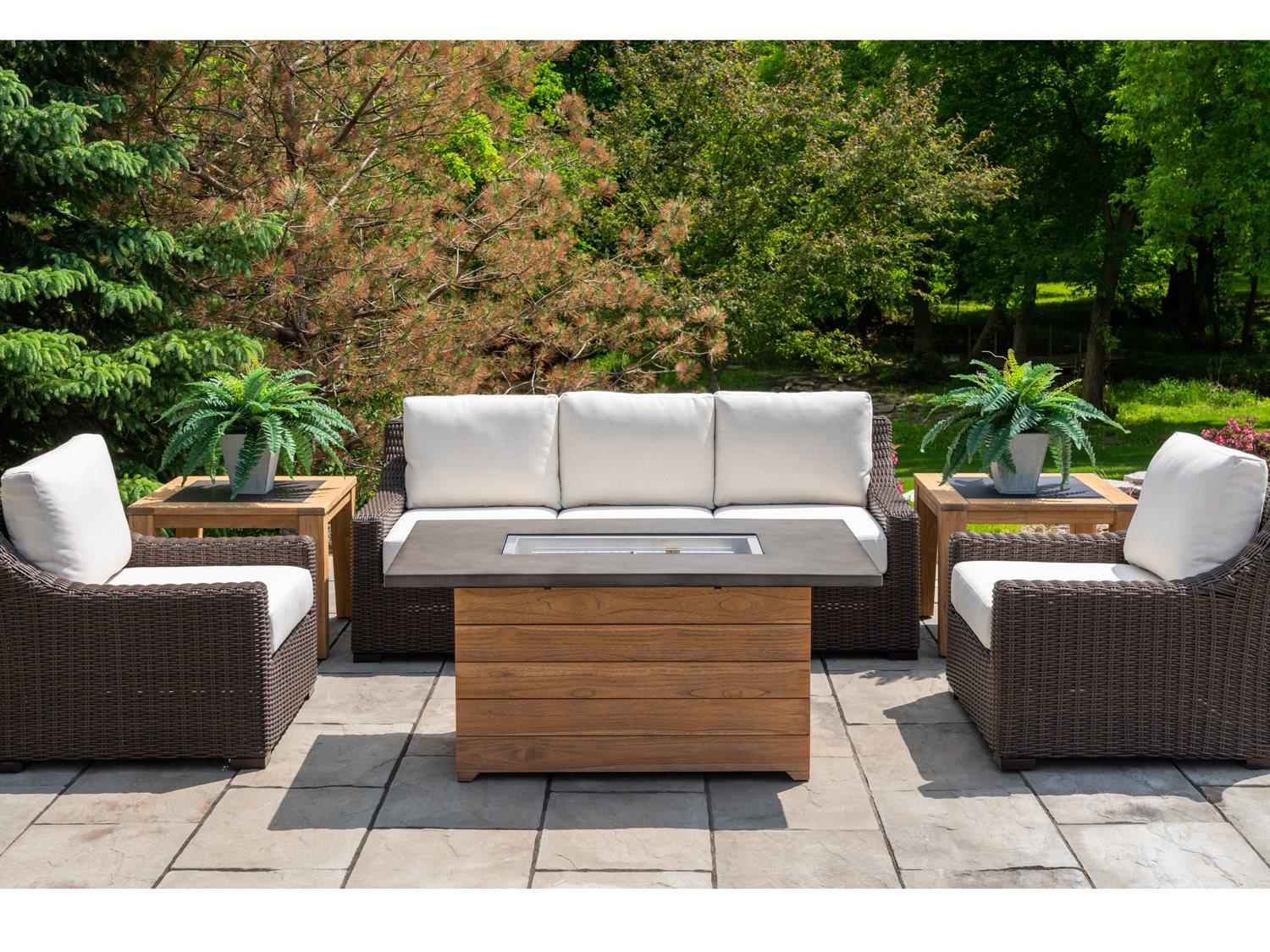 Lloyd Flanders Mesa Wicker Firepit Patio Lounge Set