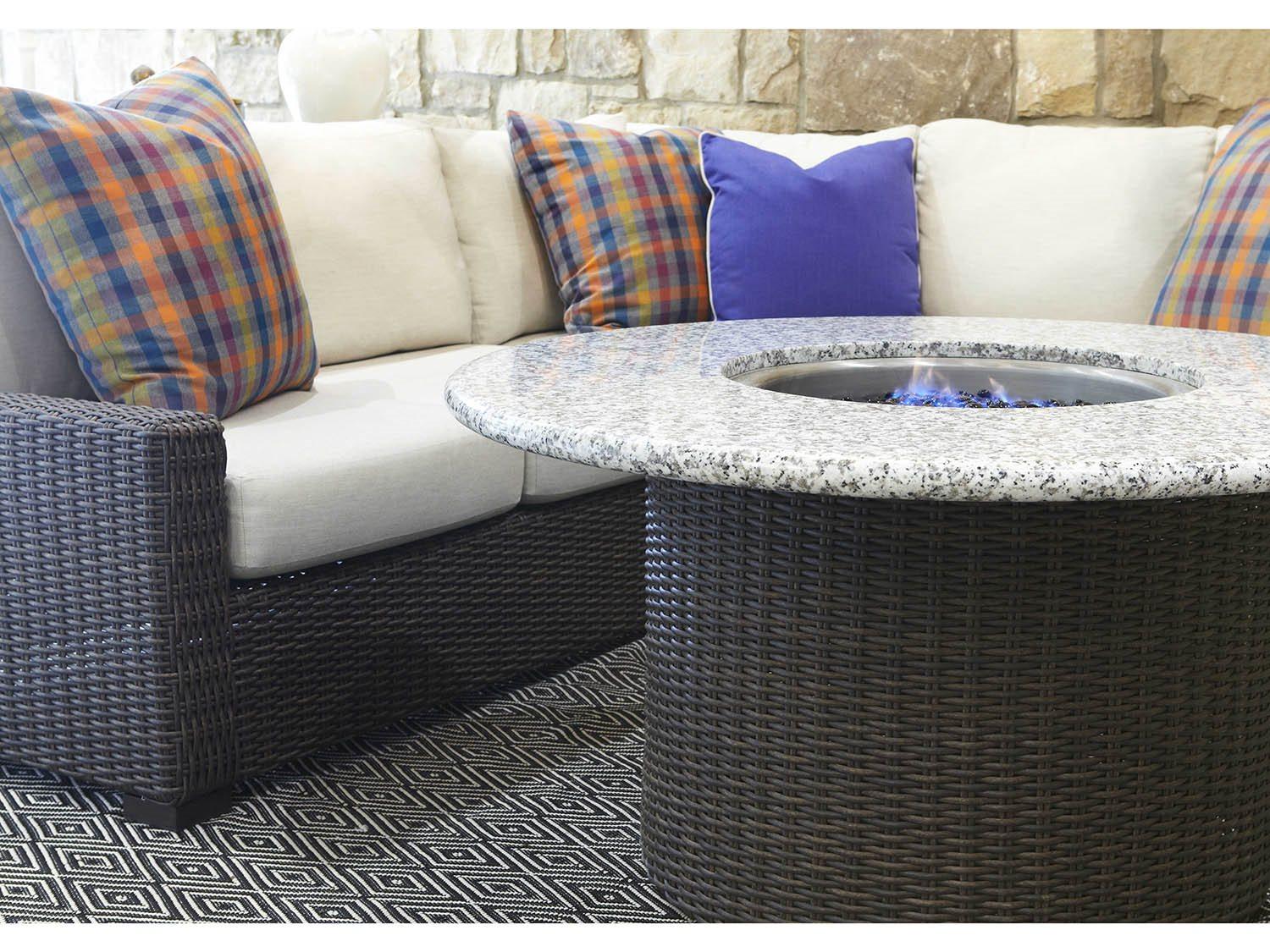 Lloyd Flanders Mesa Wicker Sectional Firepit Patio Lounge Set