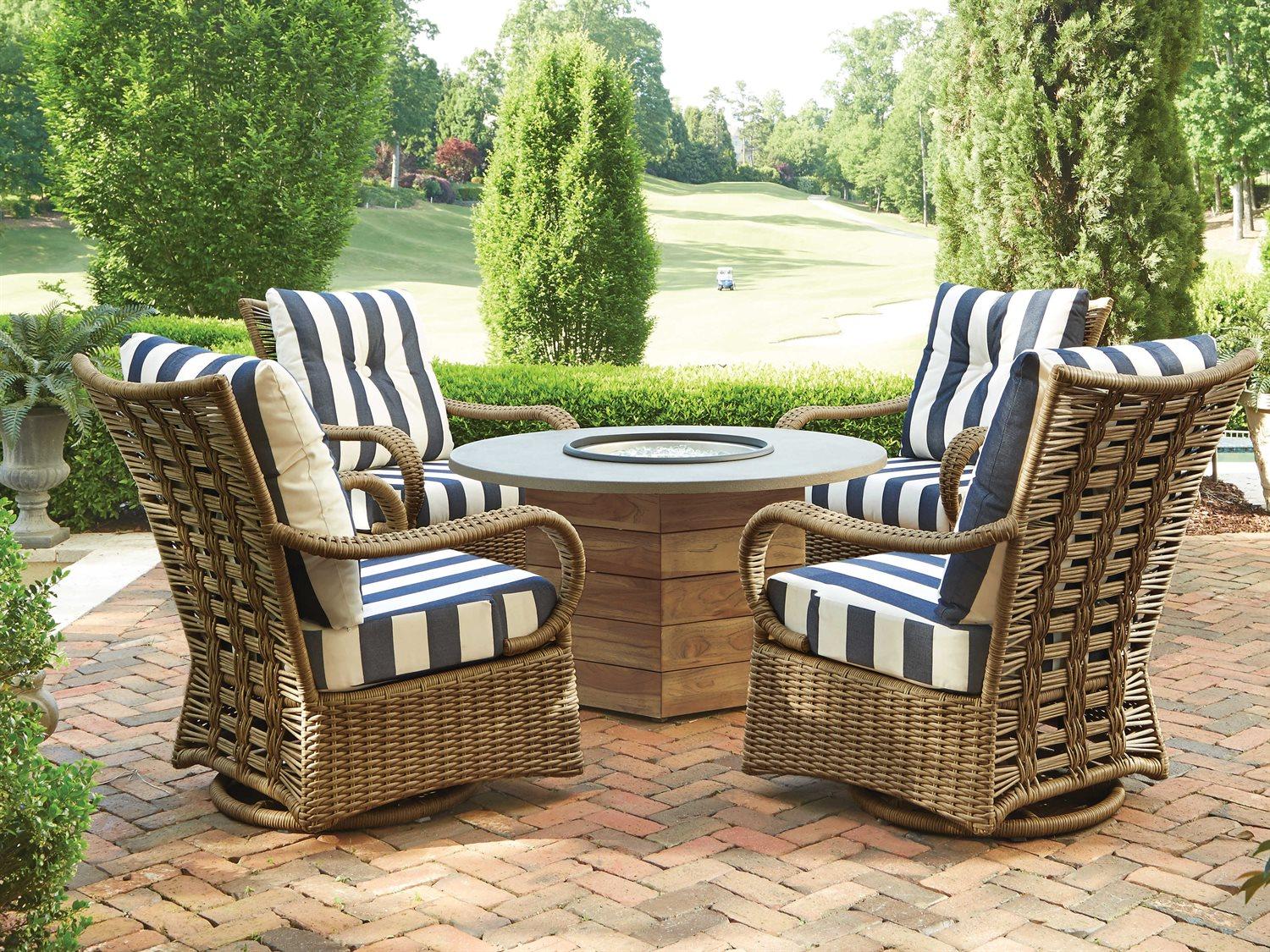 Lloyd Flanders Magnolia Wicker Fire Pit Outdoor Lounge Set