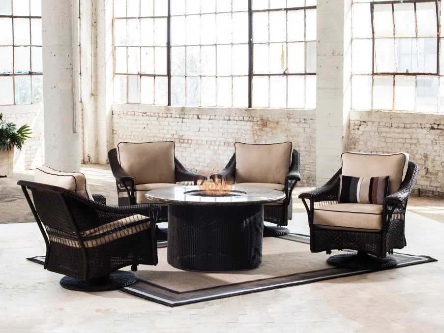 Lloyd Flanders Nantucket Wicker Fire Pit Outdoor Lounge Set