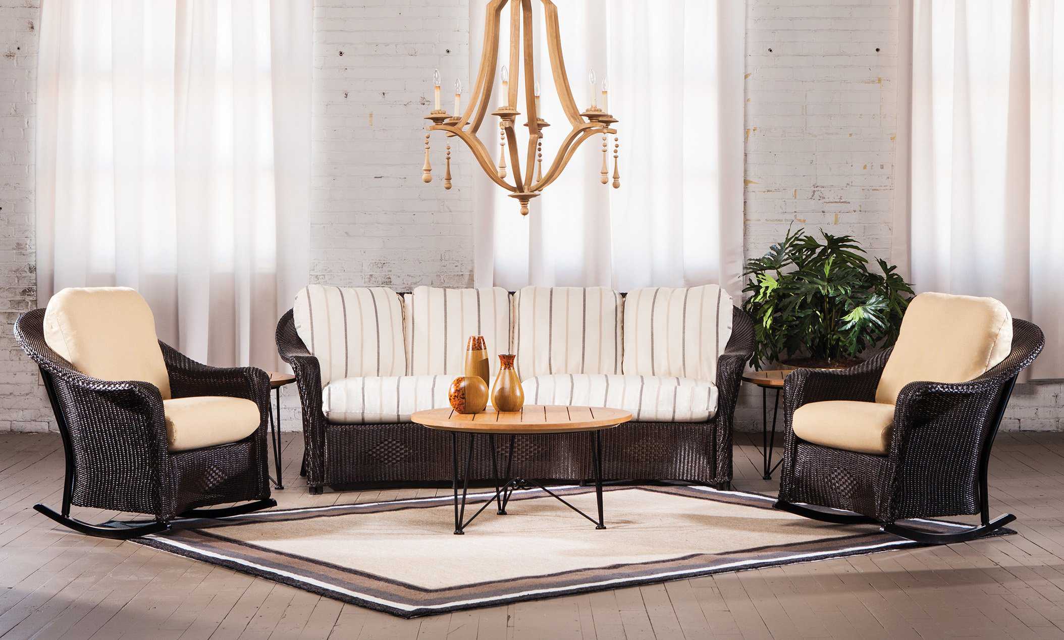 Lloyd Flanders Reflections Wicker Cushion Outdoor Patio Lounge Set