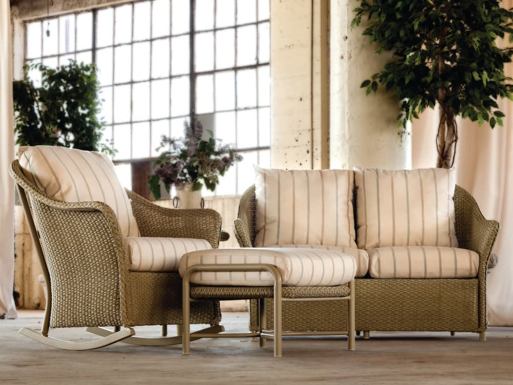 Lloyd Flanders Weekend Retreat Wicker Cushion Outdoor Patio Lounge Set